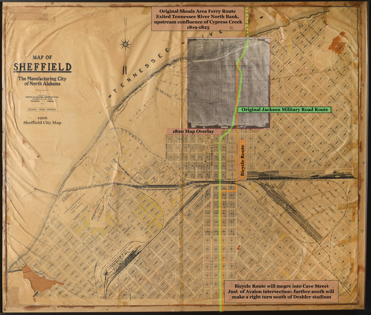 Bicycle route proposed by Joel Mize that follows the Jackson Military Road