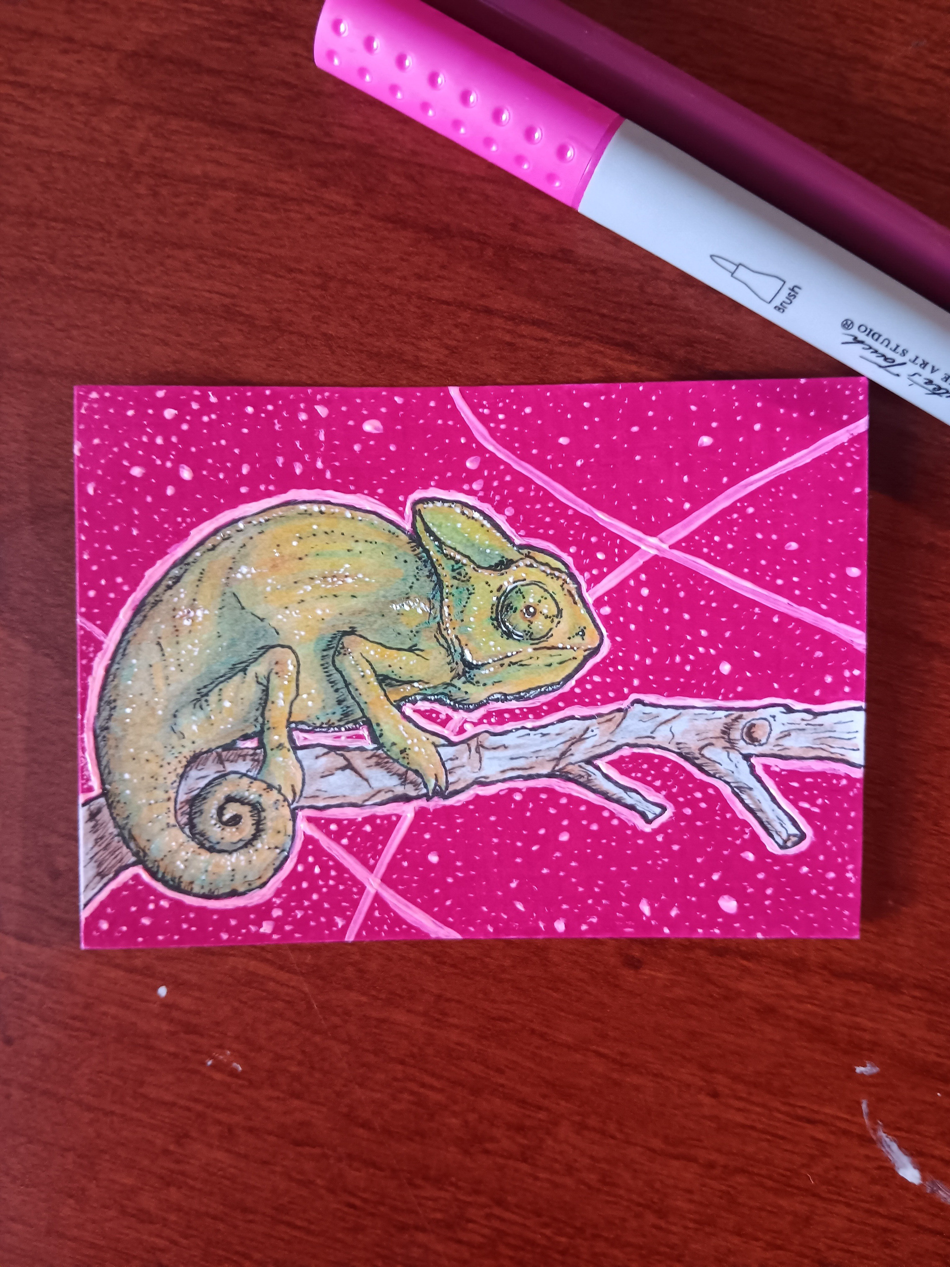 "CHAMELEON" (MIXED MEDIA | 2.5"X3.5")
