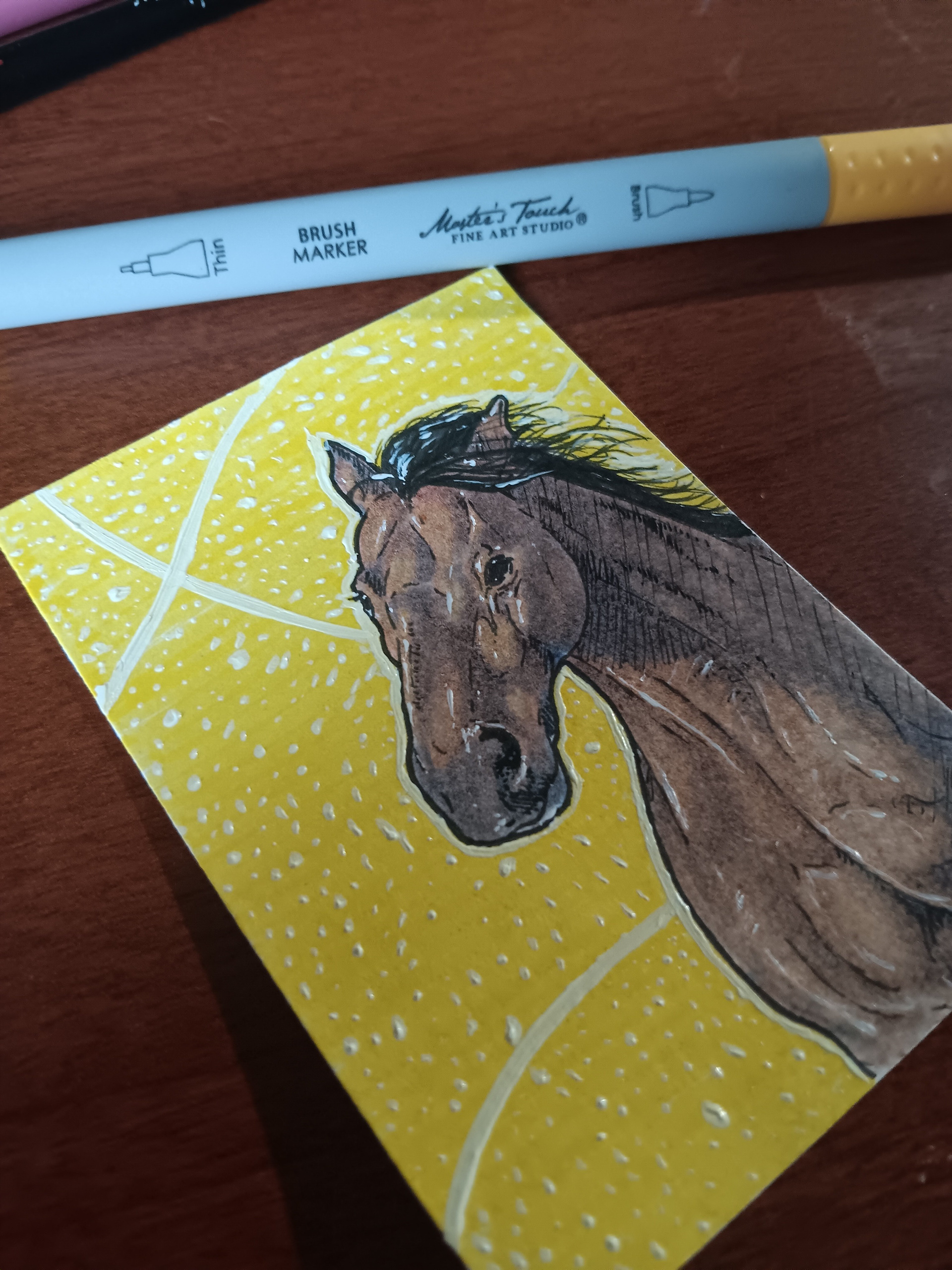 "RUNNING HORSE" (MIXED MEDIA | 2.5"X3.5")