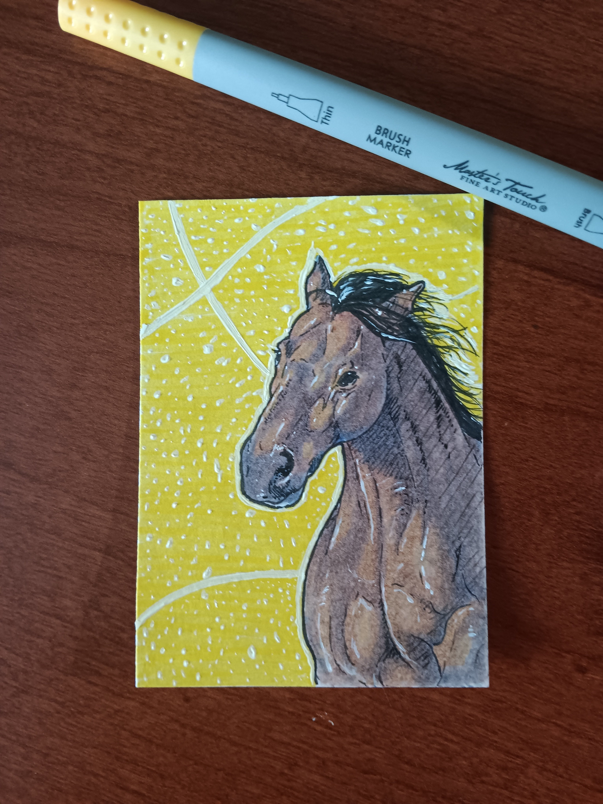 "RUNNING HORSE" (MIXED MEDIA | 2.5"X3.5")