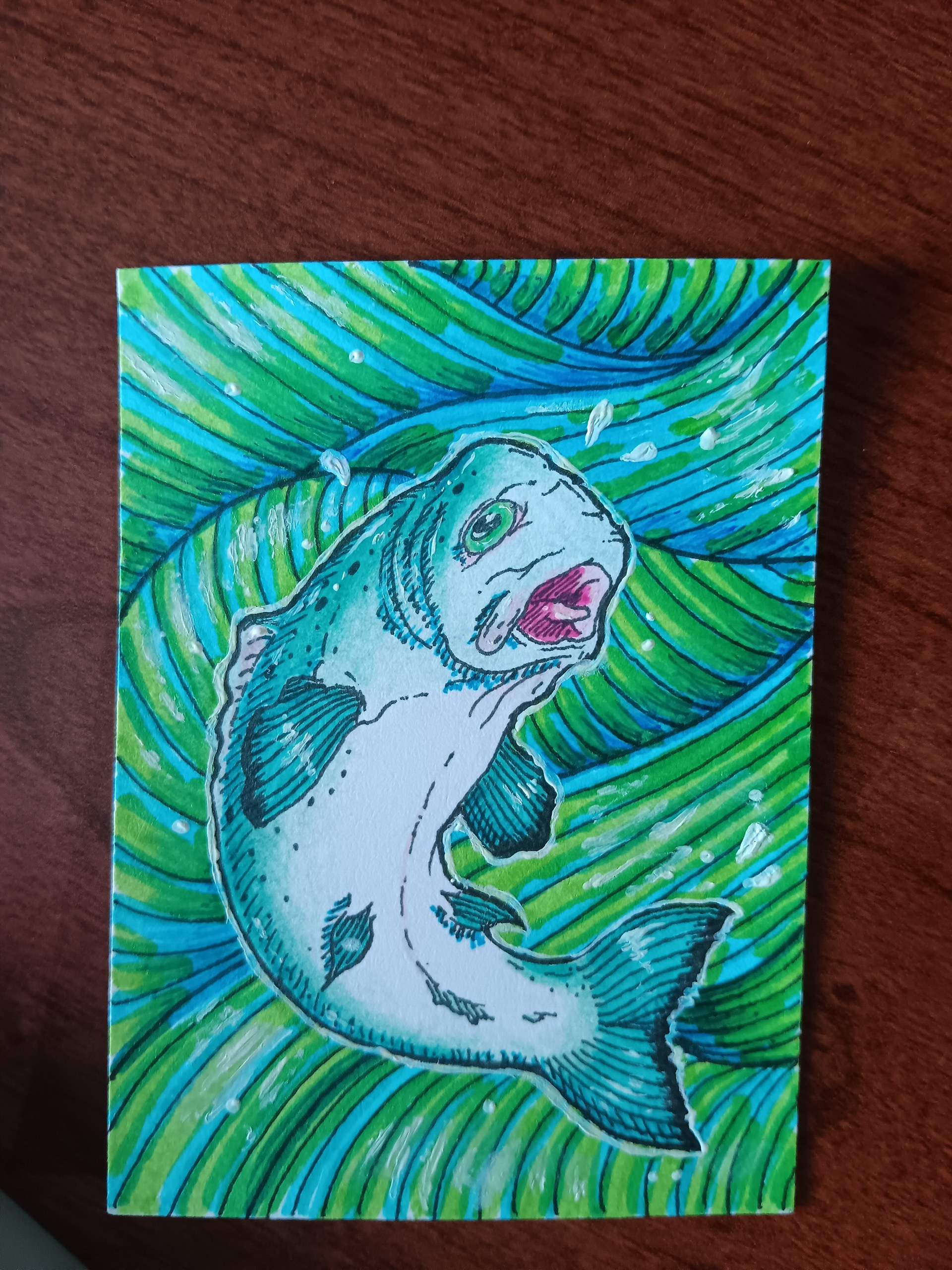 "FLIPPIN' FISH #1" (MIXED MEDIA | 2.5"X3.5")