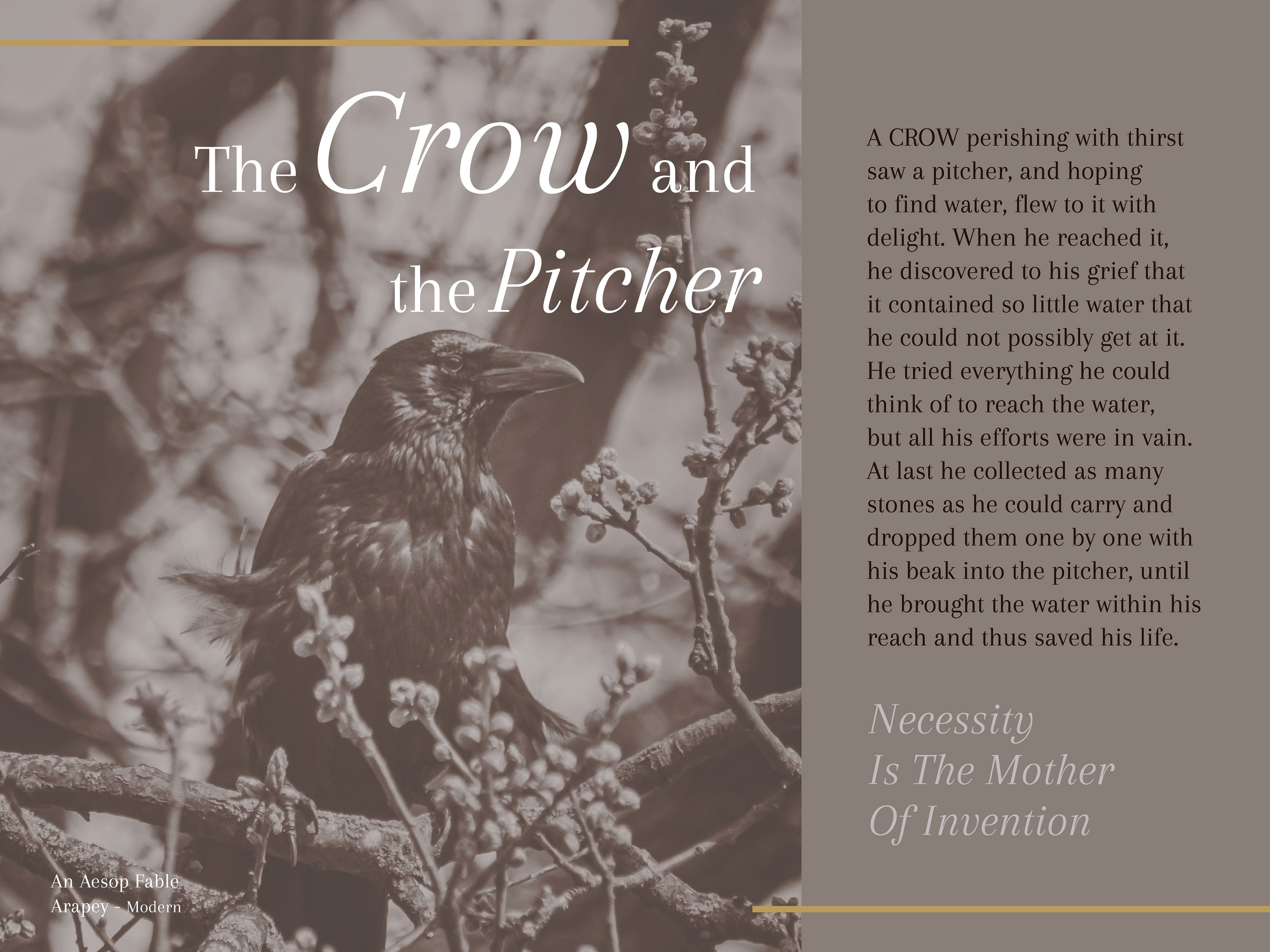 "THE CROW AND THE PITCHER" SHORT STORY DESIGN 