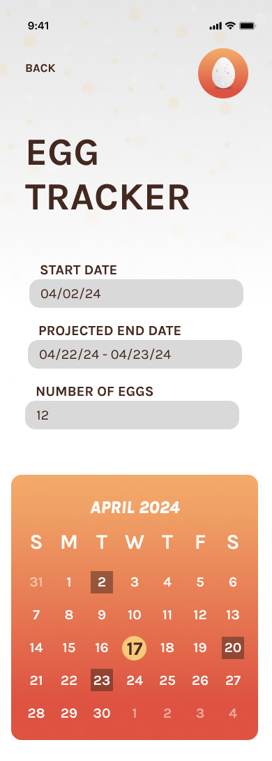BROODY APP EGG TRACKER FEATURE