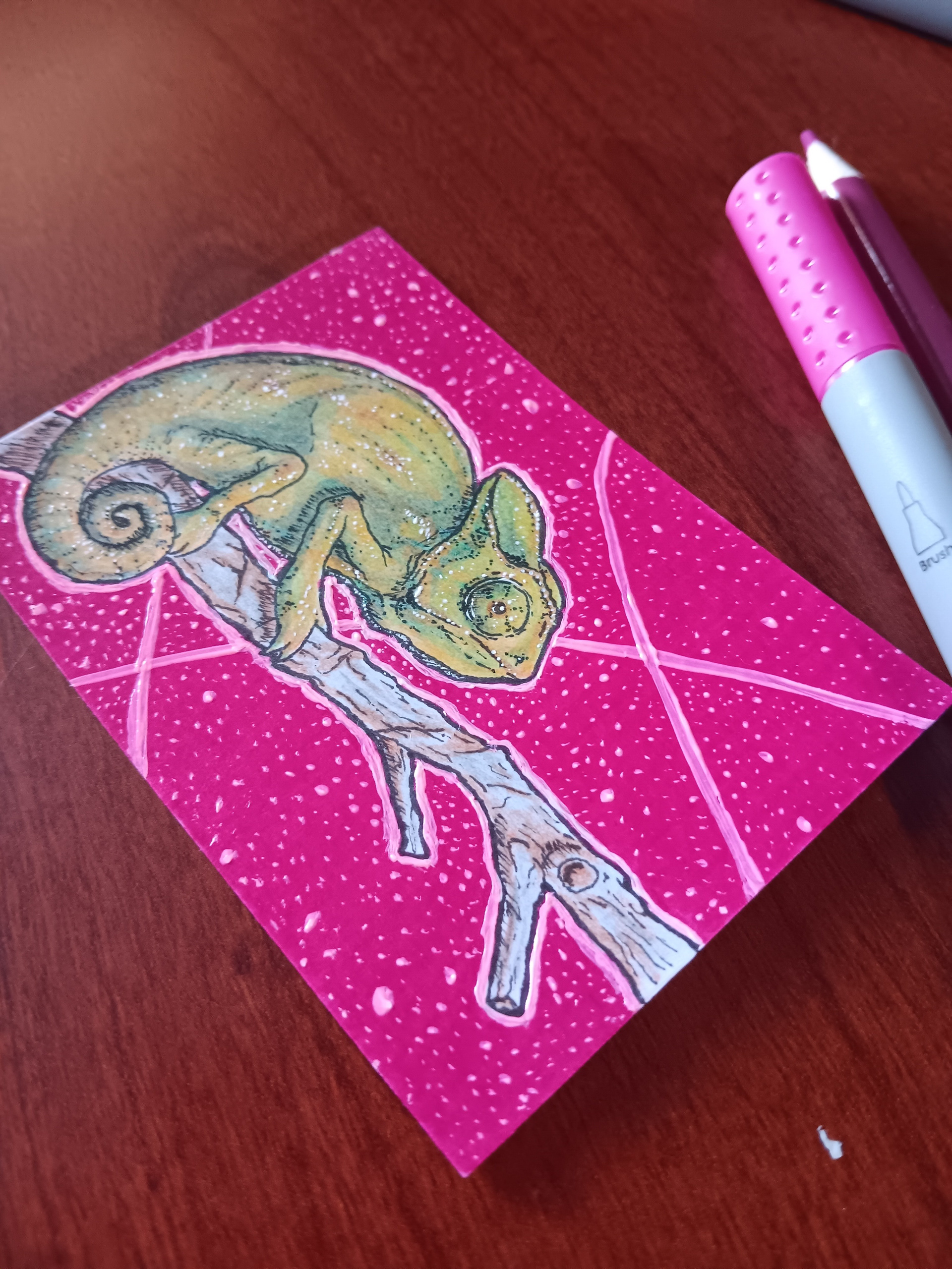 "CHAMELEON" (MIXED MEDIA | 2.5"X3.5")