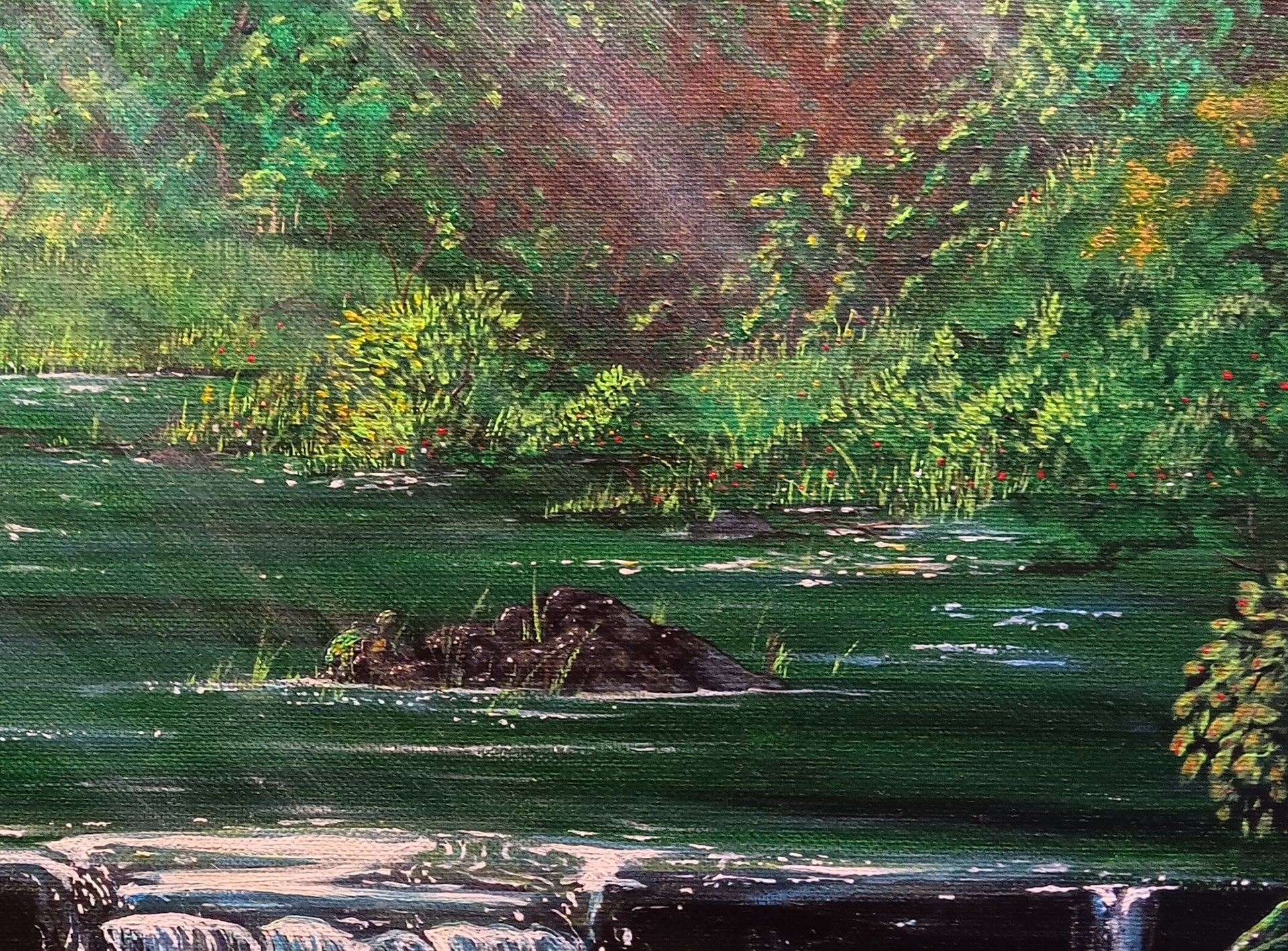 "TURTLE POND" (ACRYLIC ON CANVAS)