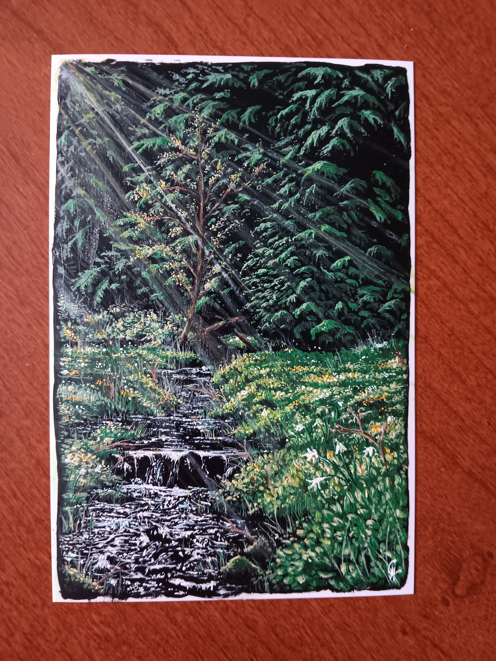 "ON THE EDGE" (GOUACHE ON GLOSSY PHOTO PAPER)