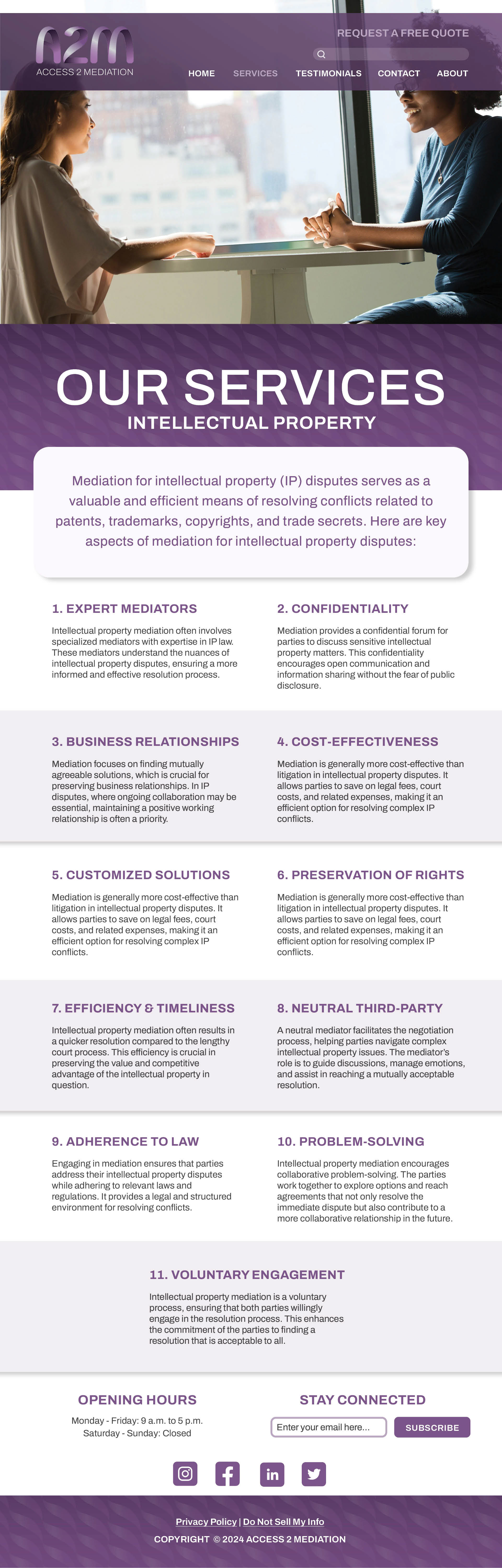 WEBSITE SERVICES (INTELLECTUAL PROPERTY SAMPLE PAGE)