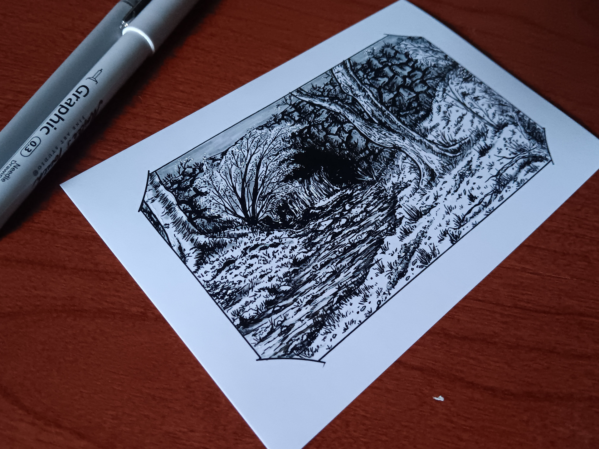 "HIDDEN AWAY" (ILLUSTRATION MARKER ON GLOSSY PHOTO PAPER)