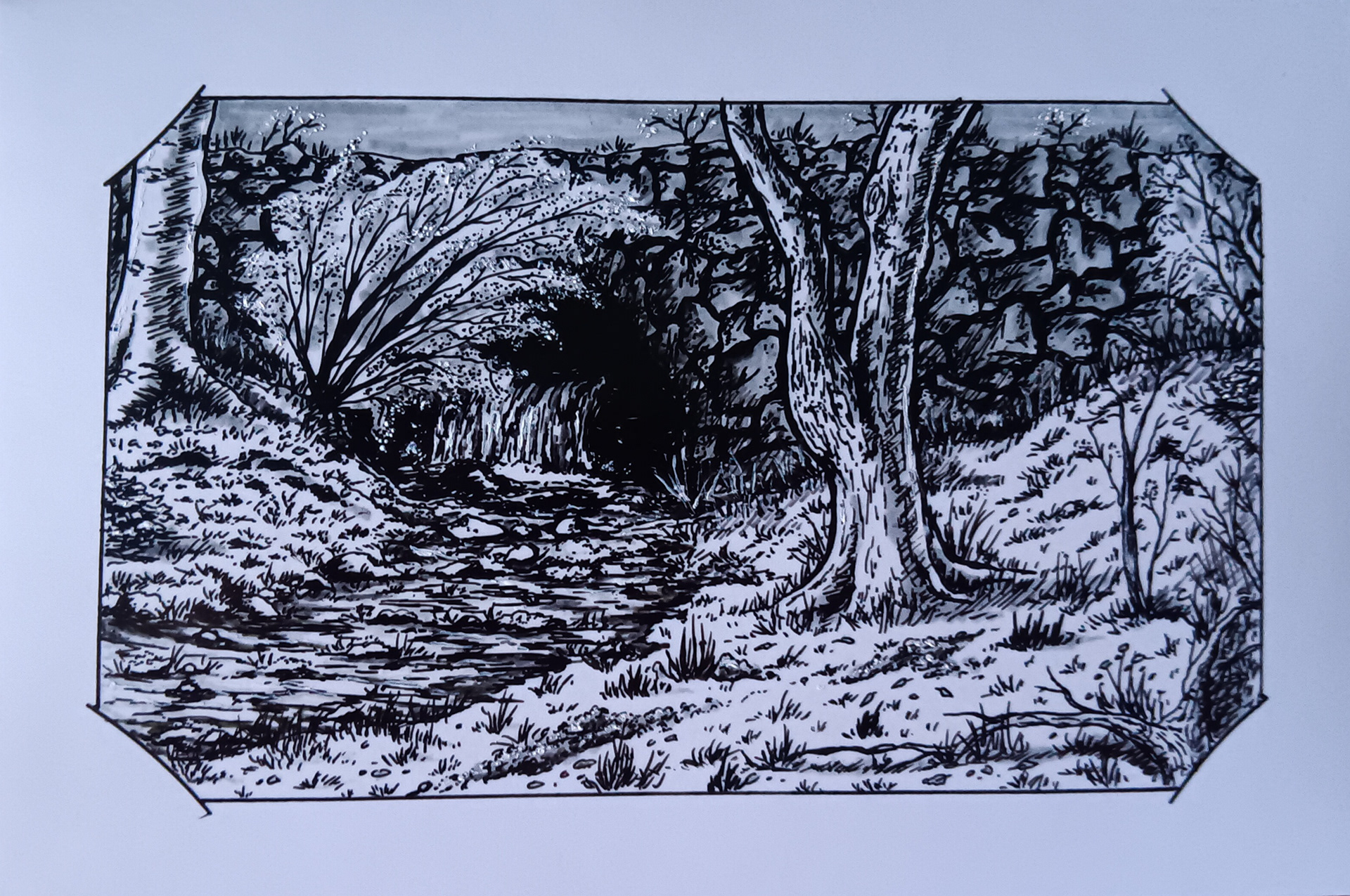 "HIDDEN AWAY" (ILLUSTRATION MARKER ON GLOSSY PHOTO PAPER)