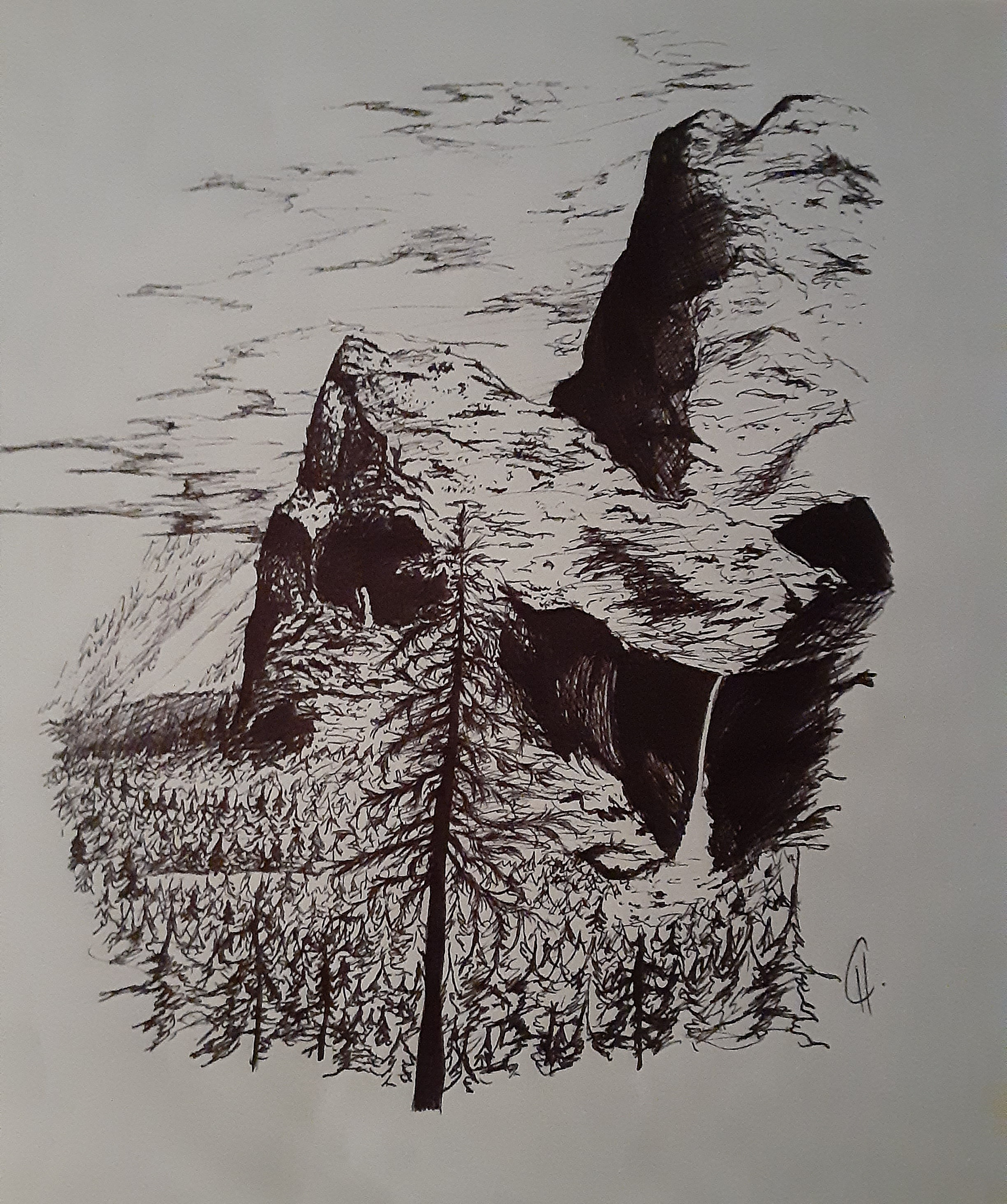 MOUNTAIN SKETCH (BALLPOINT PEN)