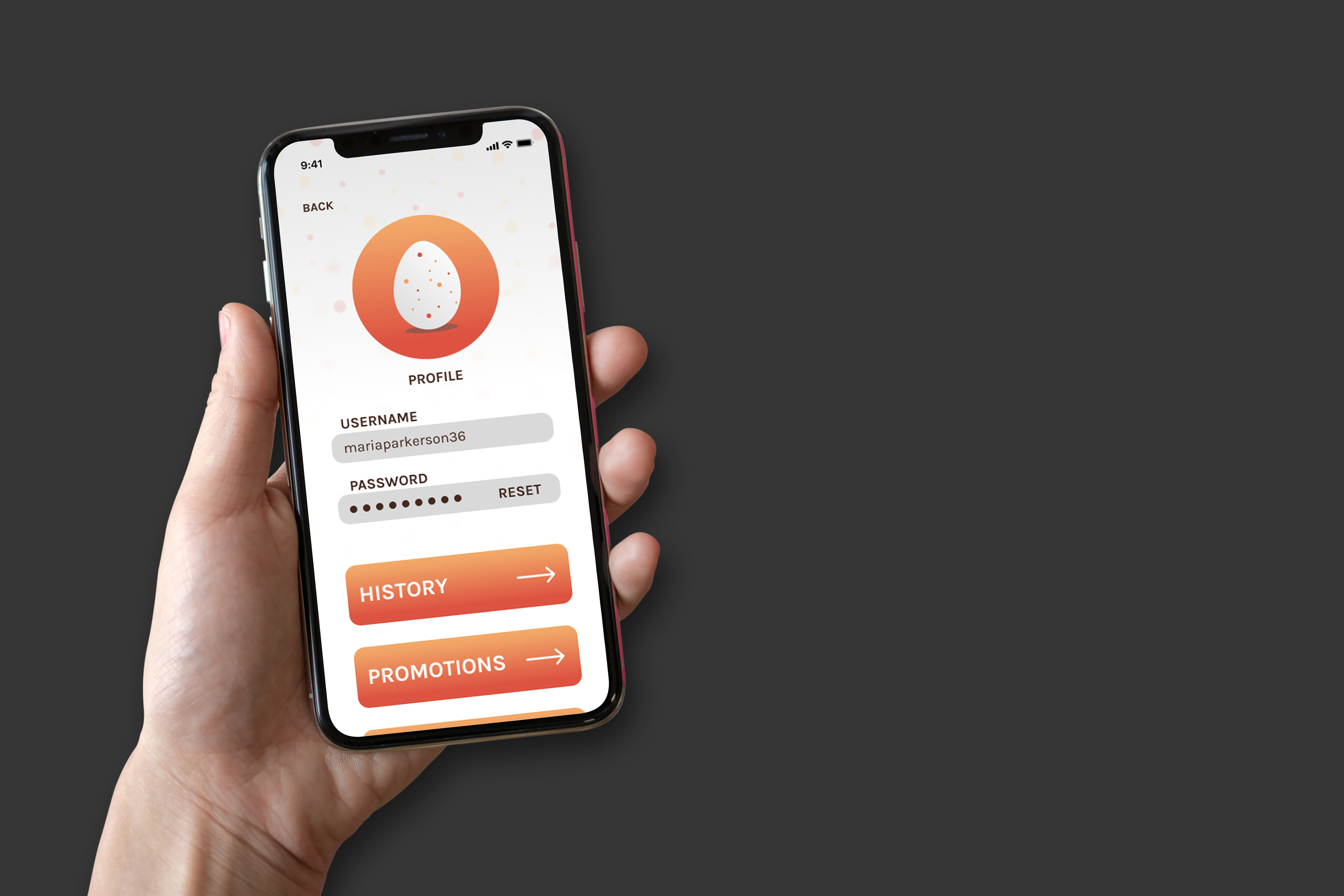 BROODY APP USER PROFILE SCREEN MOCKUP