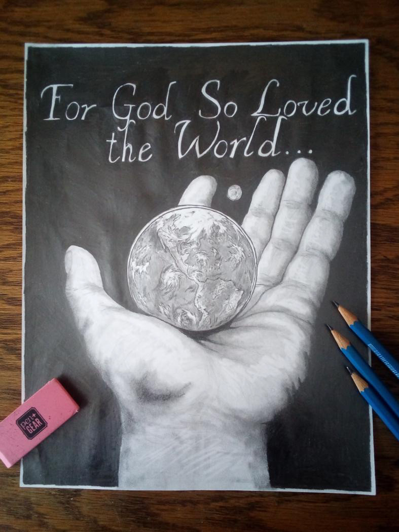 "FOR GOD SO LOVED" (GRAPHITE PENCIL)