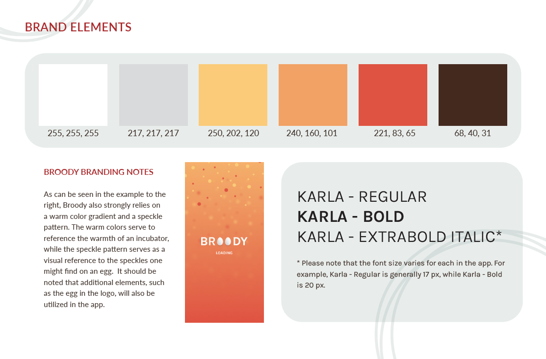 BROODY APP BRANDING ELEMENTS AND NOTES
