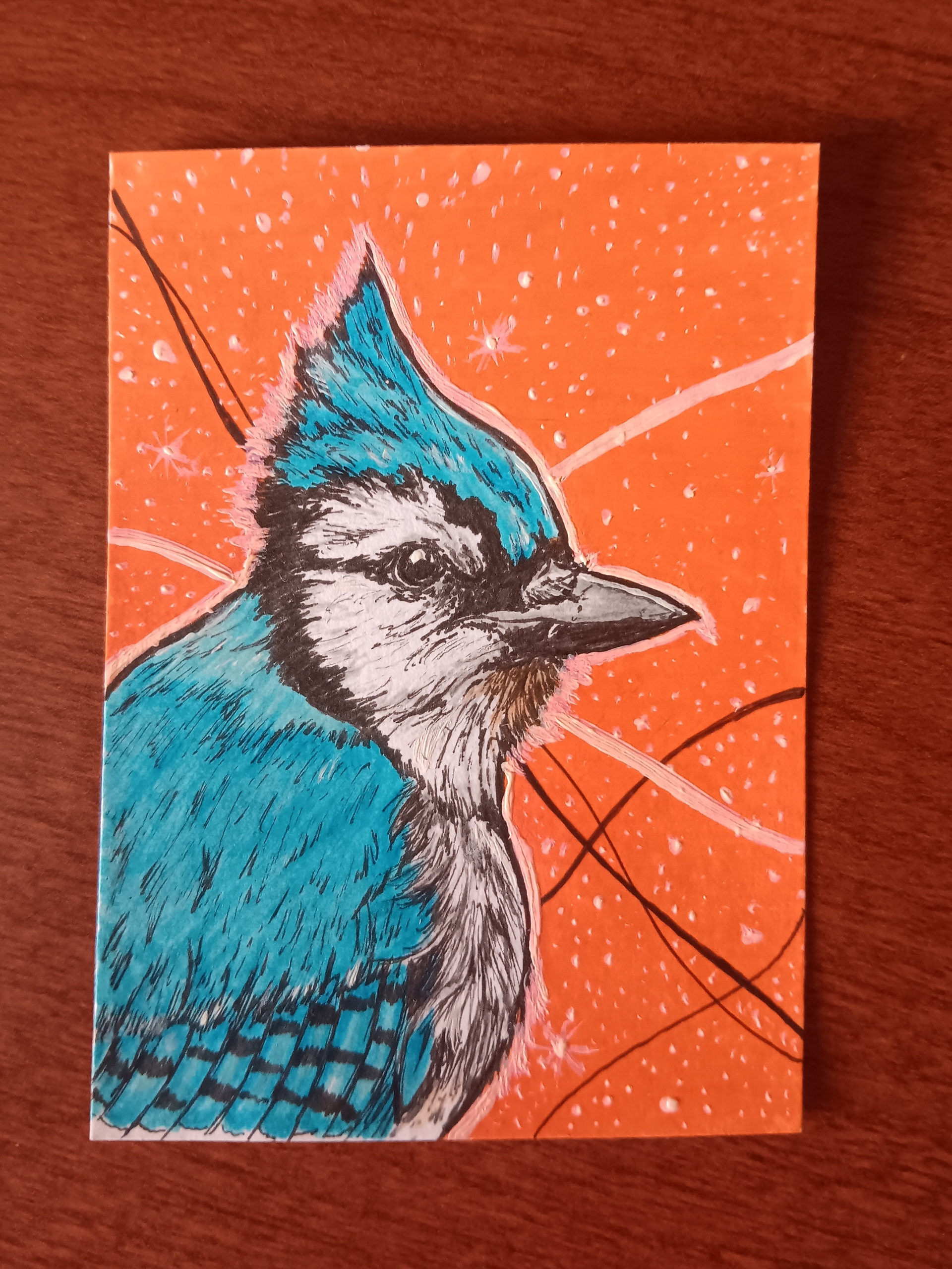 "BLUE JAY" (MIXED MEDIA | 2.5"X3.5")