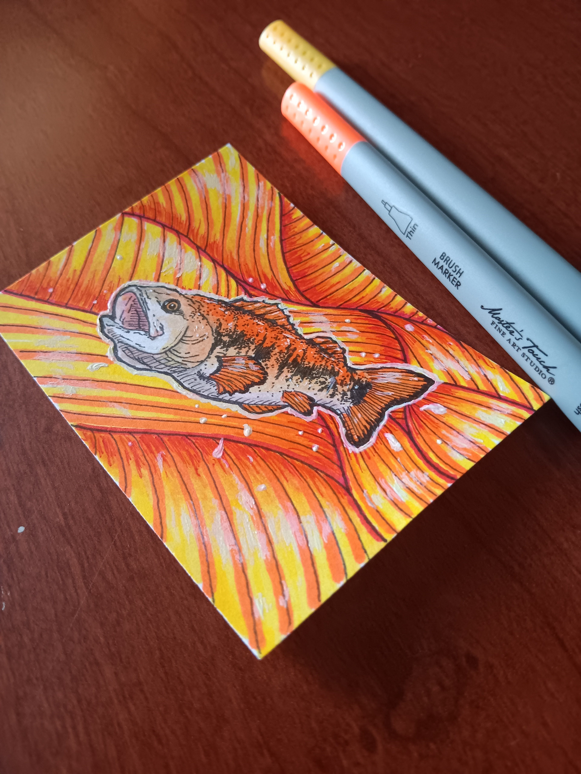 "FLIPPIN' FISH #2" (MIXED MEDIA | 2.5"X3.5")