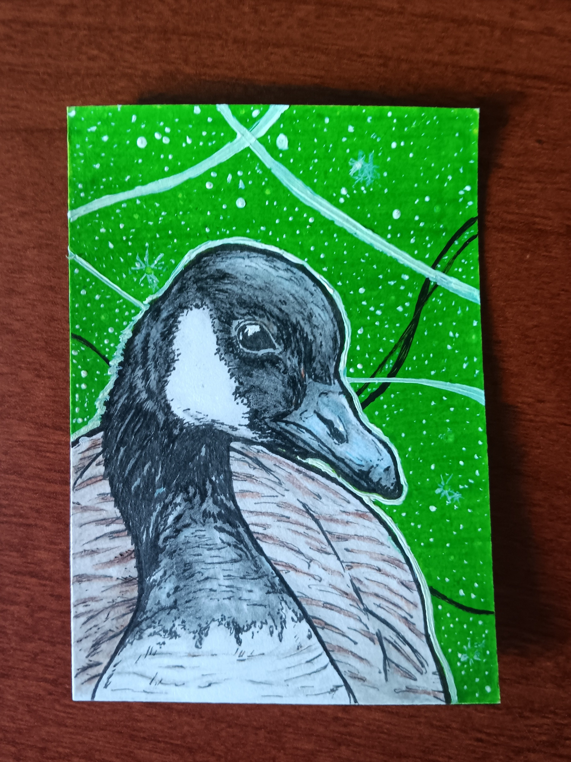 "CANADIAN GOOSE" (MIXED MEDIA | 2.5"X3.5")