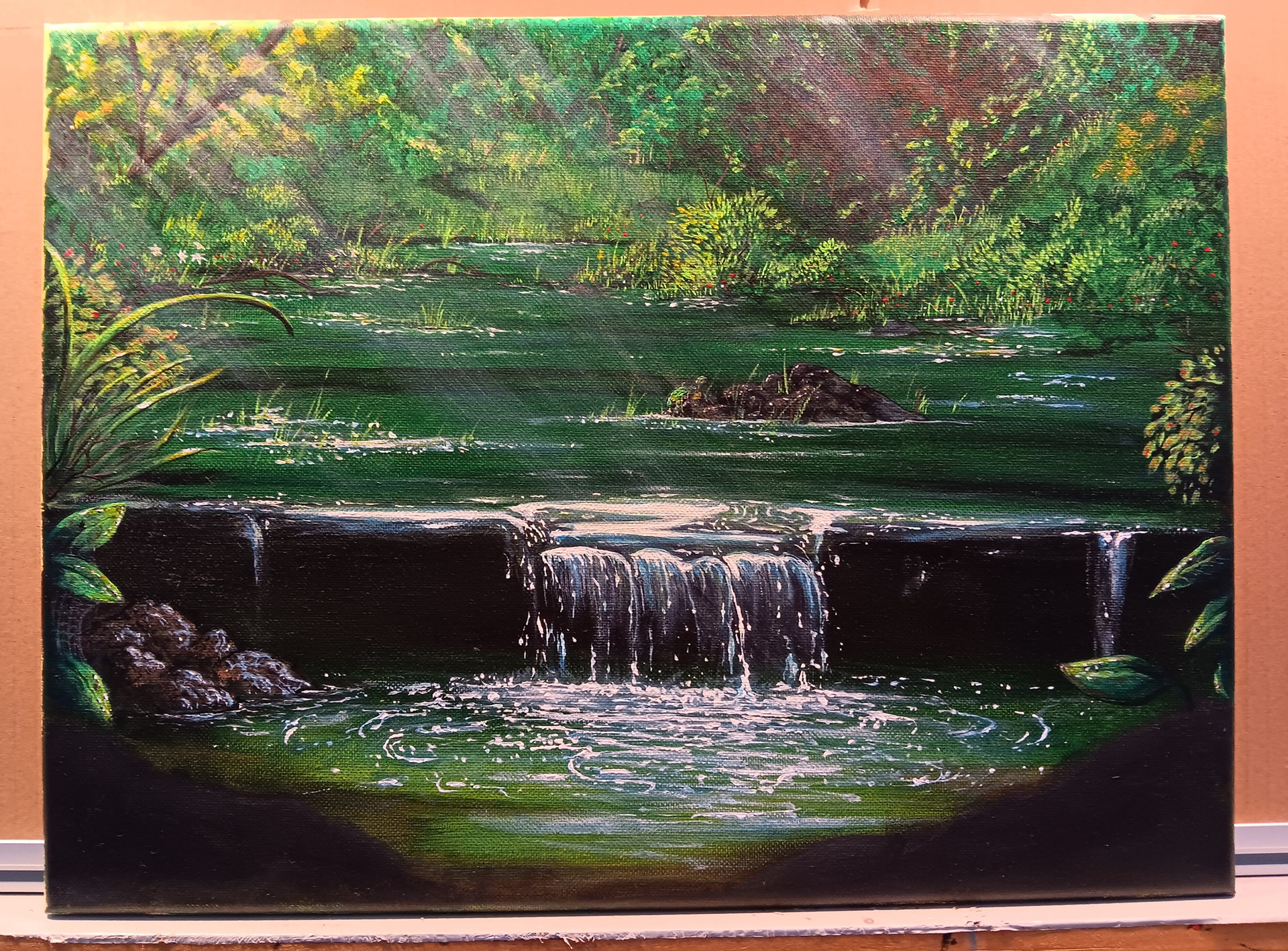 "TURTLE POND" (ACRYLIC ON CANVAS)