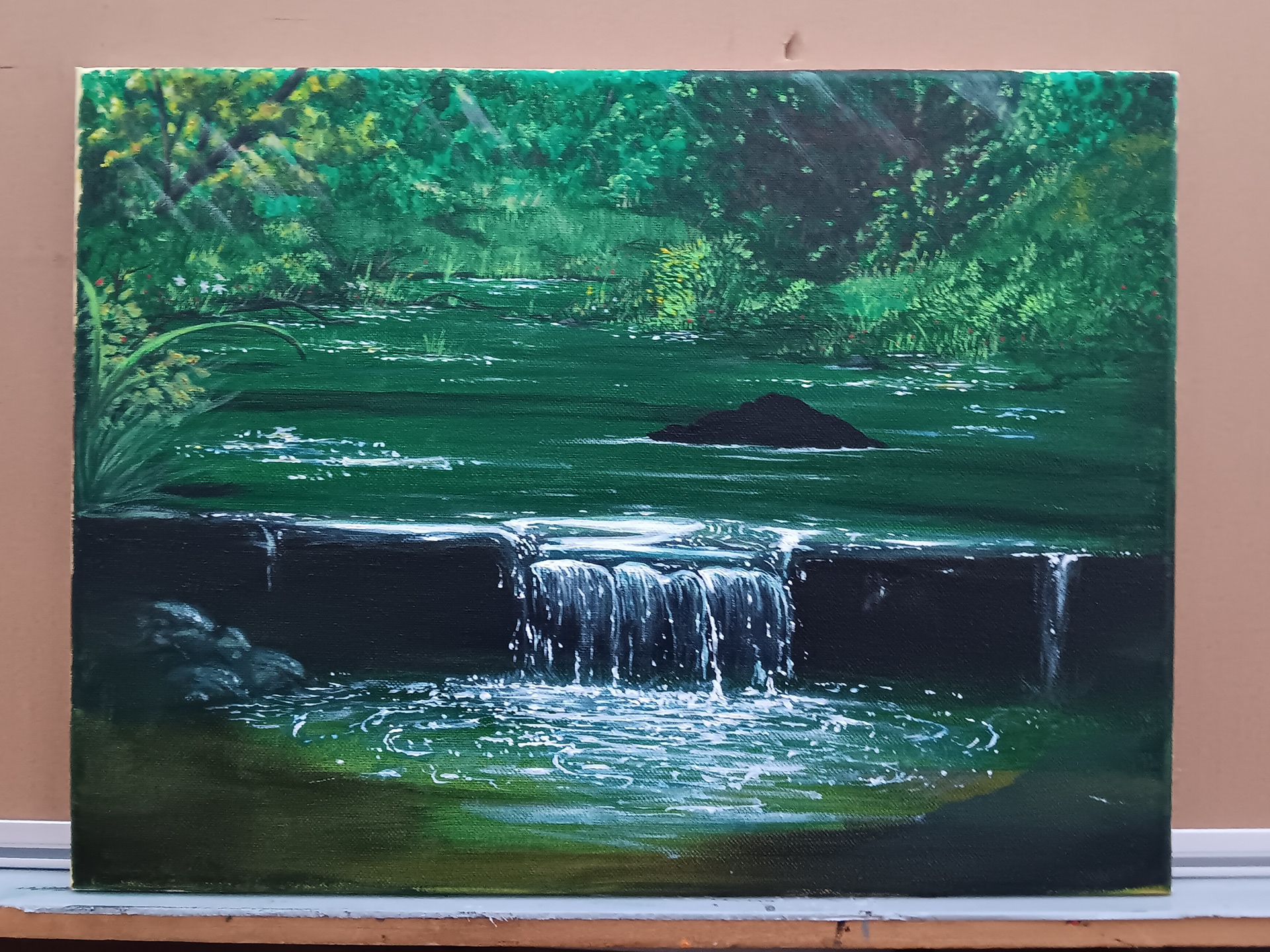 "TURTLE POND" PROCESS IMAGE (ACRYLIC ON CANVAS)