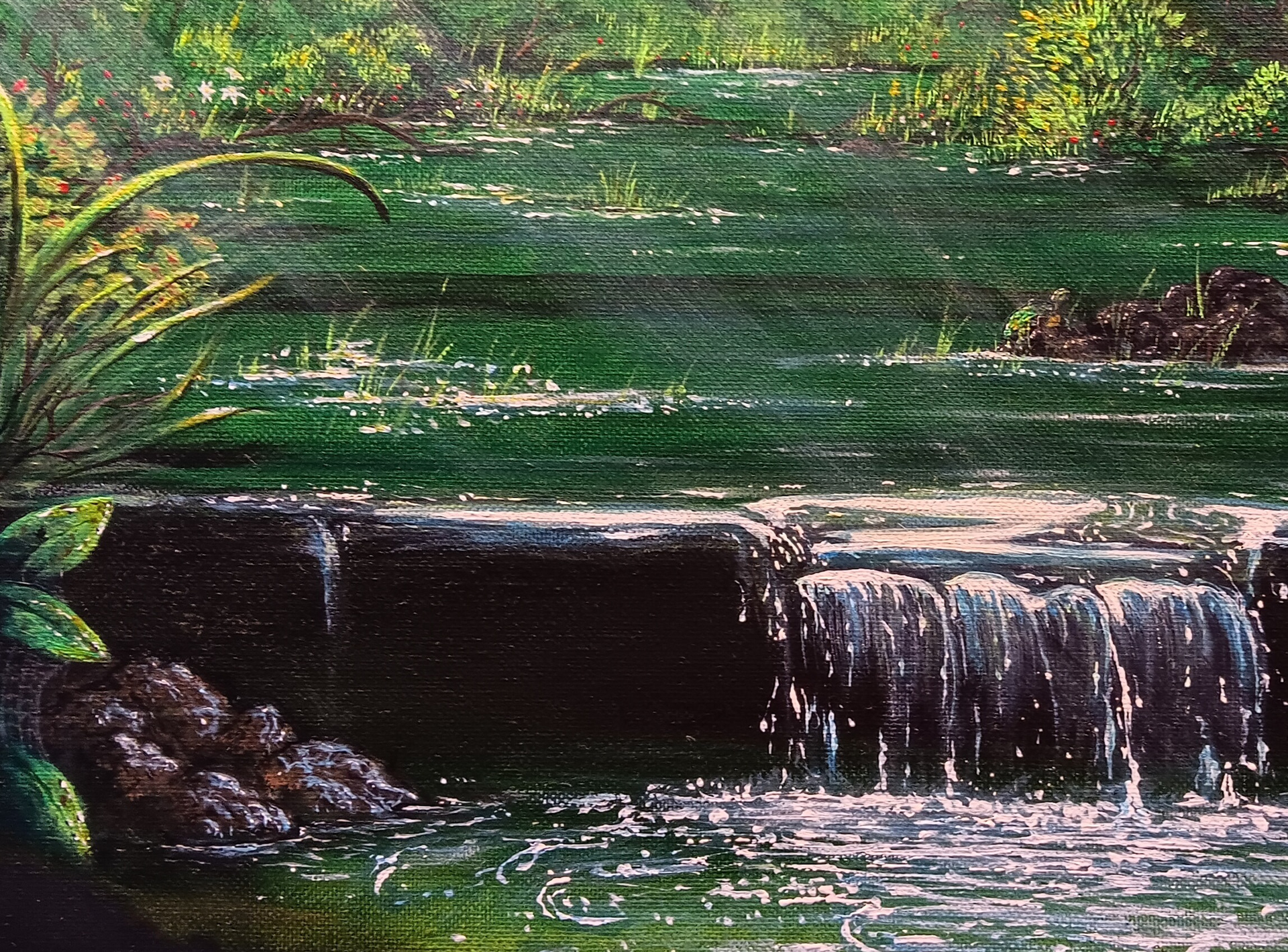 "TURTLE POND" (ACRYLIC ON CANVAS)