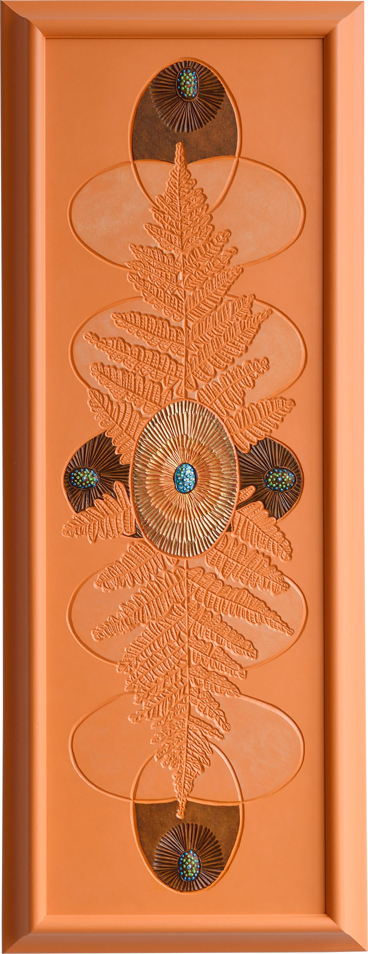 "Fern Strata", 2023, acrylic on sintra, 39.25“ x 15.25“ 