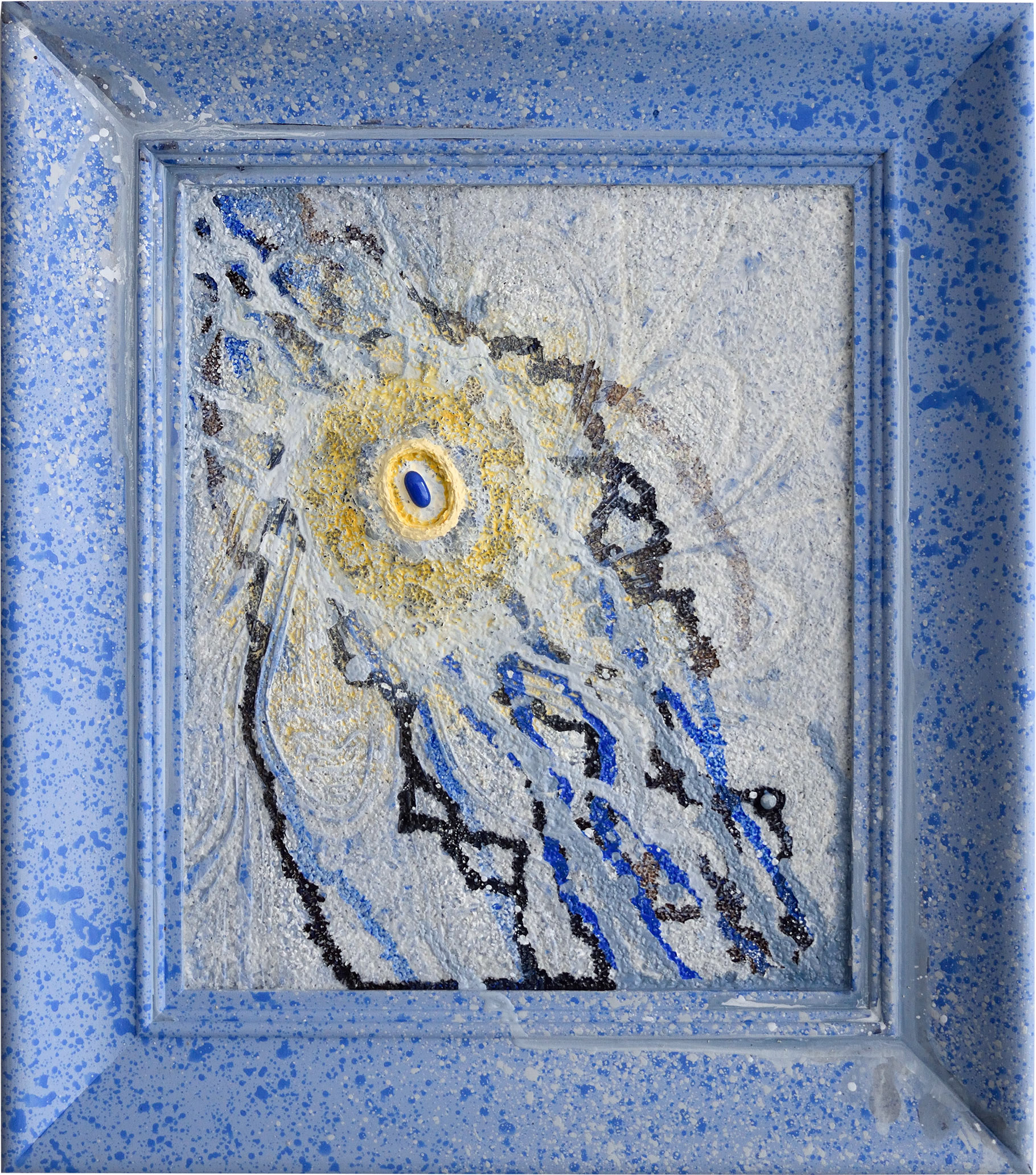 “Seed 01”, 2024, acrylic and fused glass on sintra, 16“ x 14“