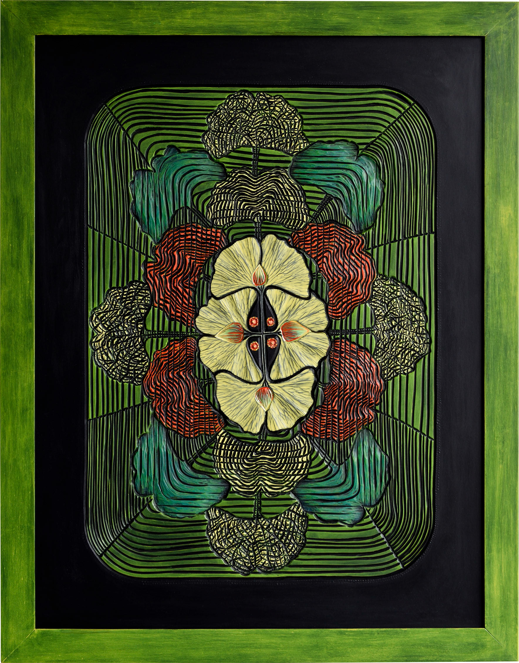 "Splitting", 2023, acrylic on sintra, 37" x 29"