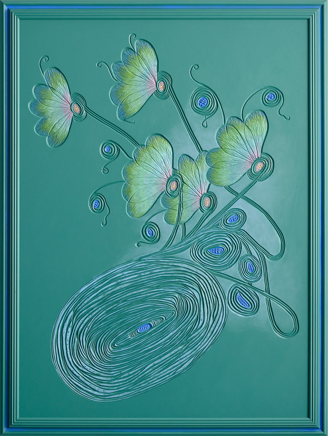 "Entwine Strata", 2024, acrylic on sintra, 40" x 30"