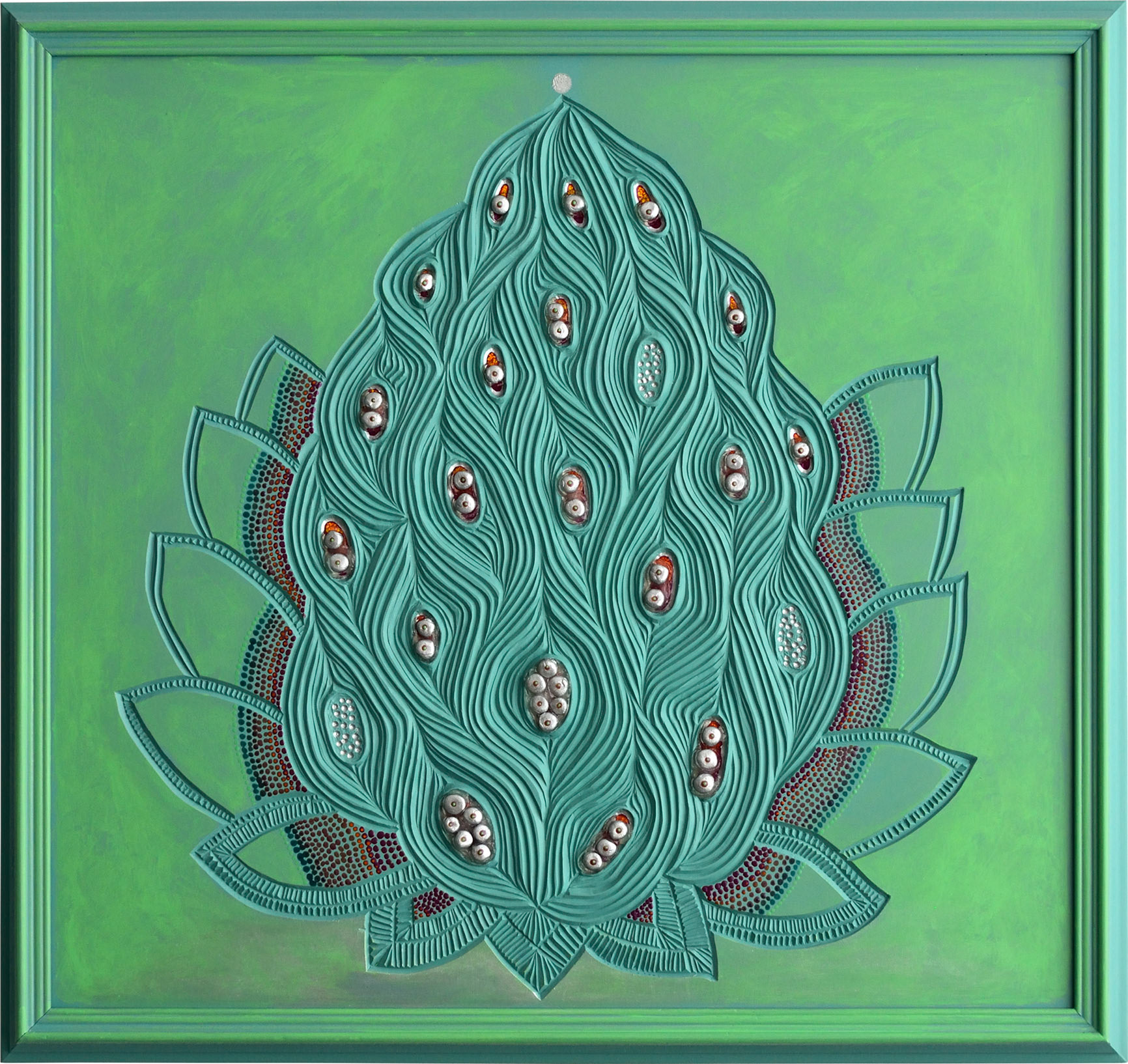 "Carpel Strata", 2023, acrylic on sintra, 24“ x 25.5“ 