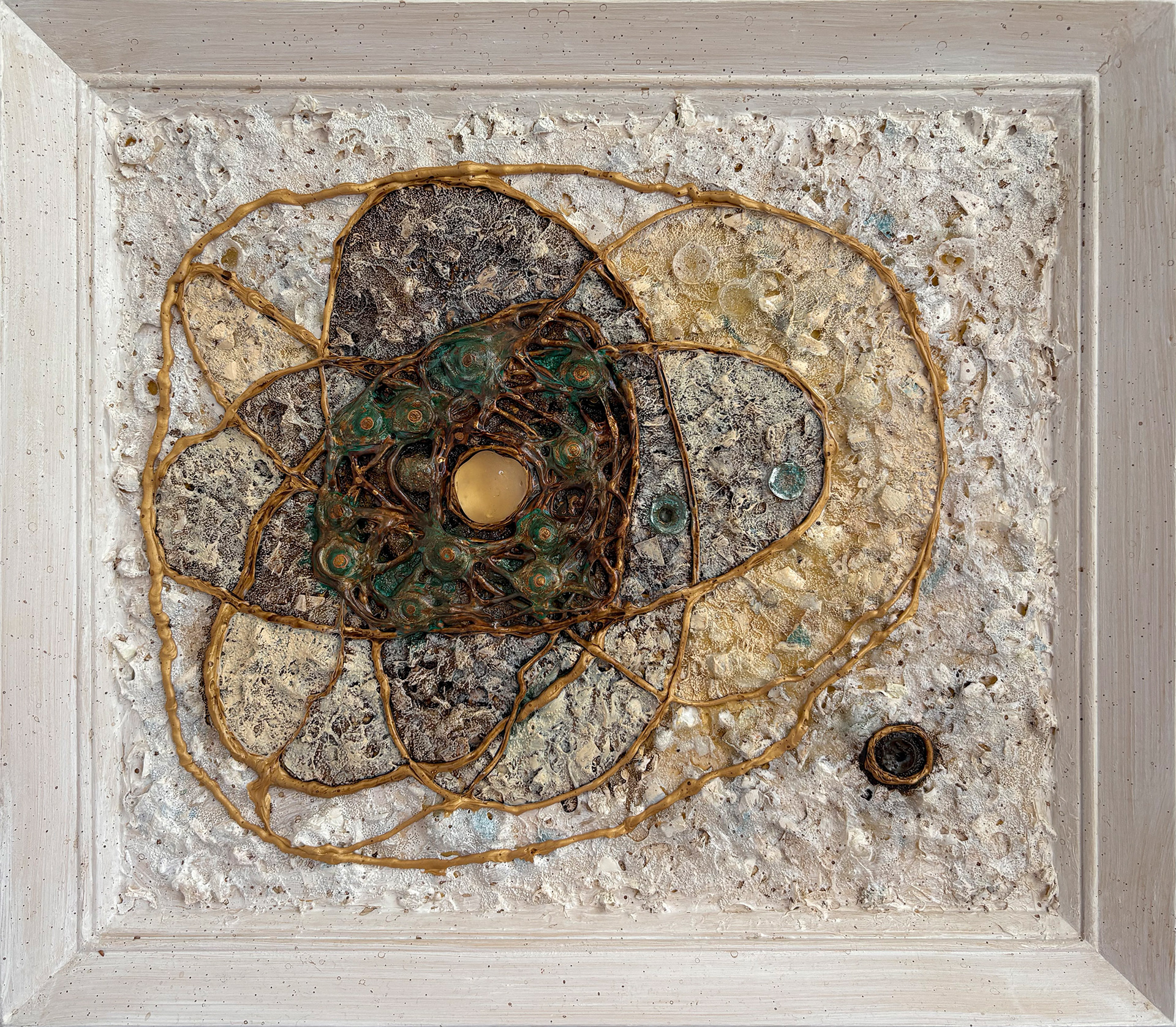 "Beach Glass", 2026, acrylic and glass on sintra, 14" x 16"
