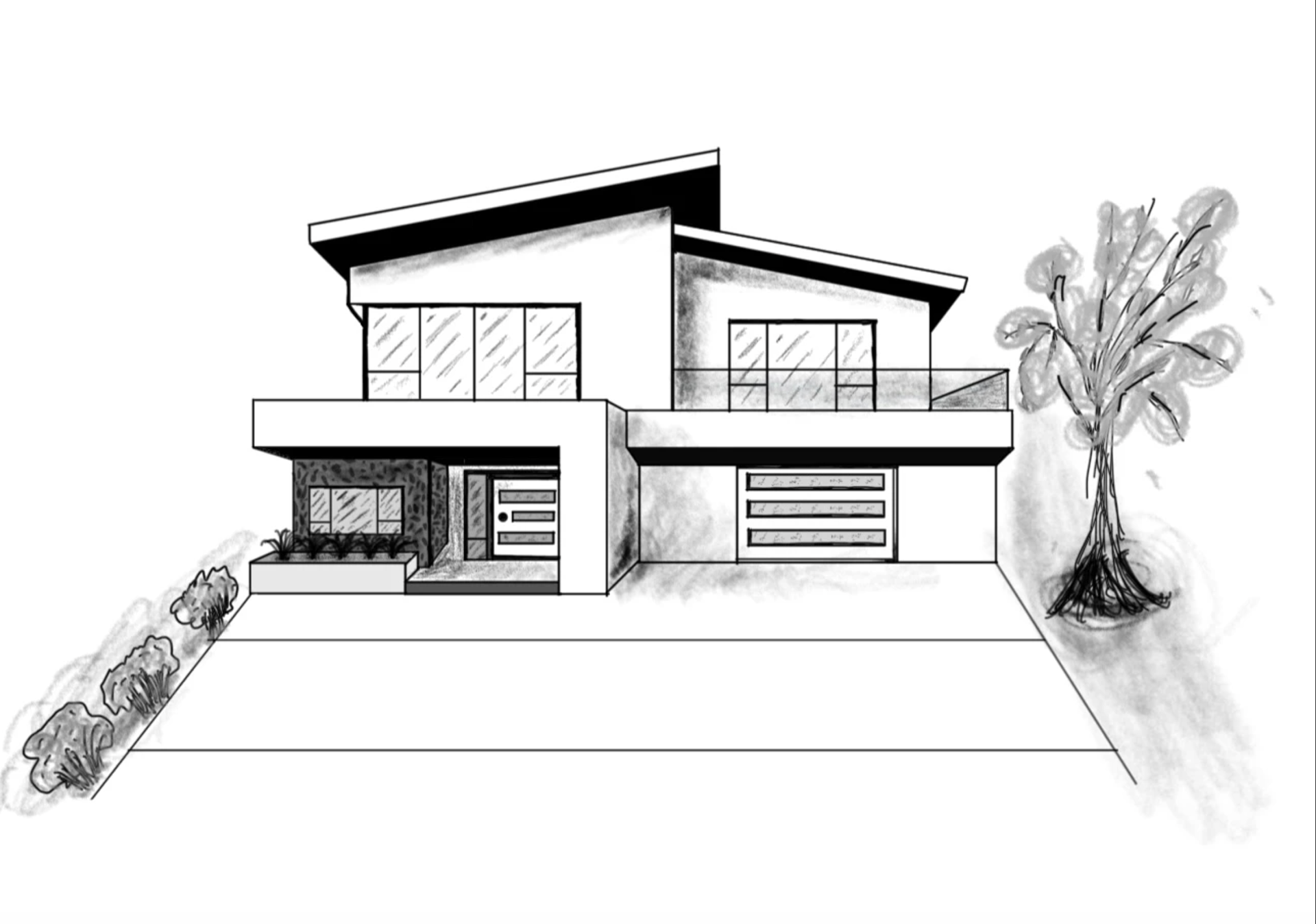 Modern home I drew with iPad and Apple Pencil