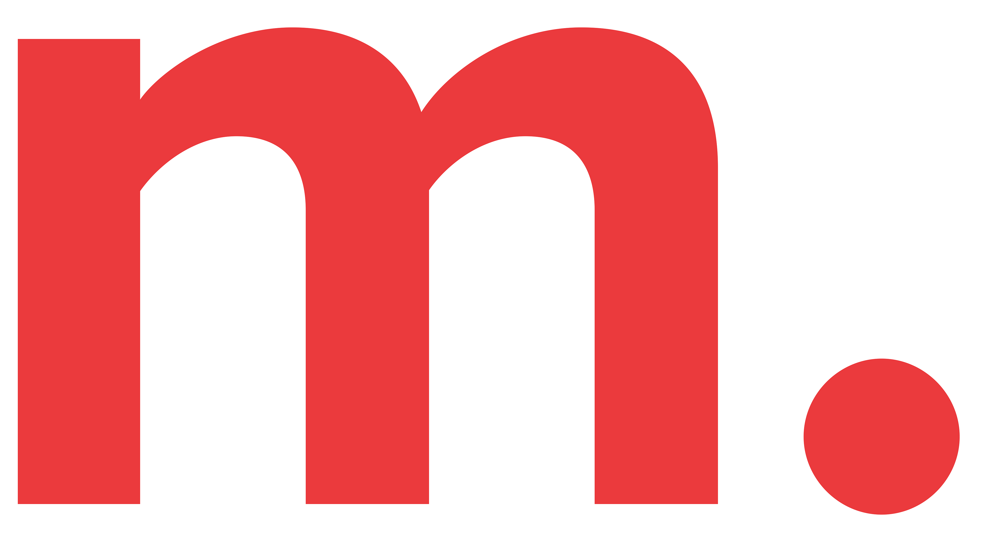 Portfolio logo, lowercase m and period in red