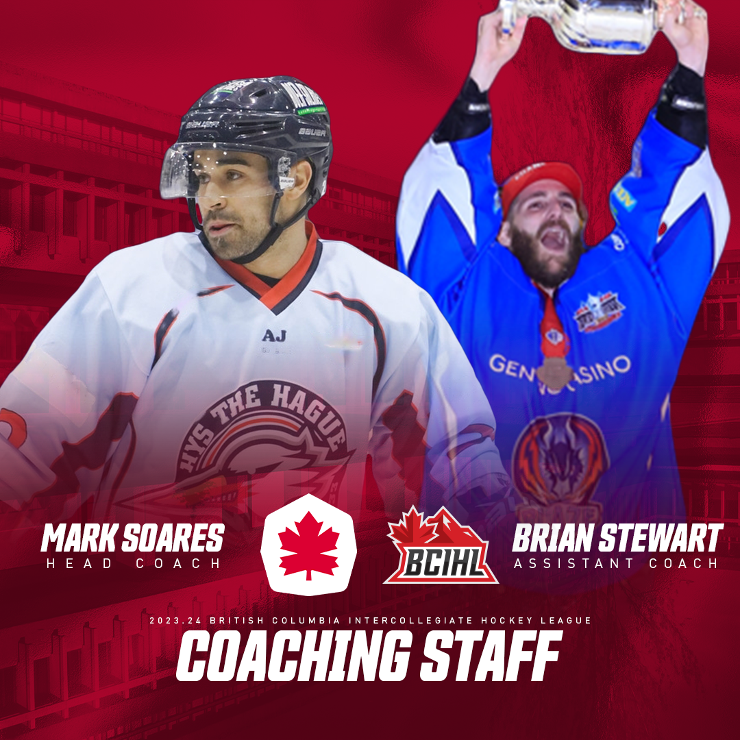 Head Coach Mark Soares and Assistant Coach Brian Stewart BCIHL announcement graphic