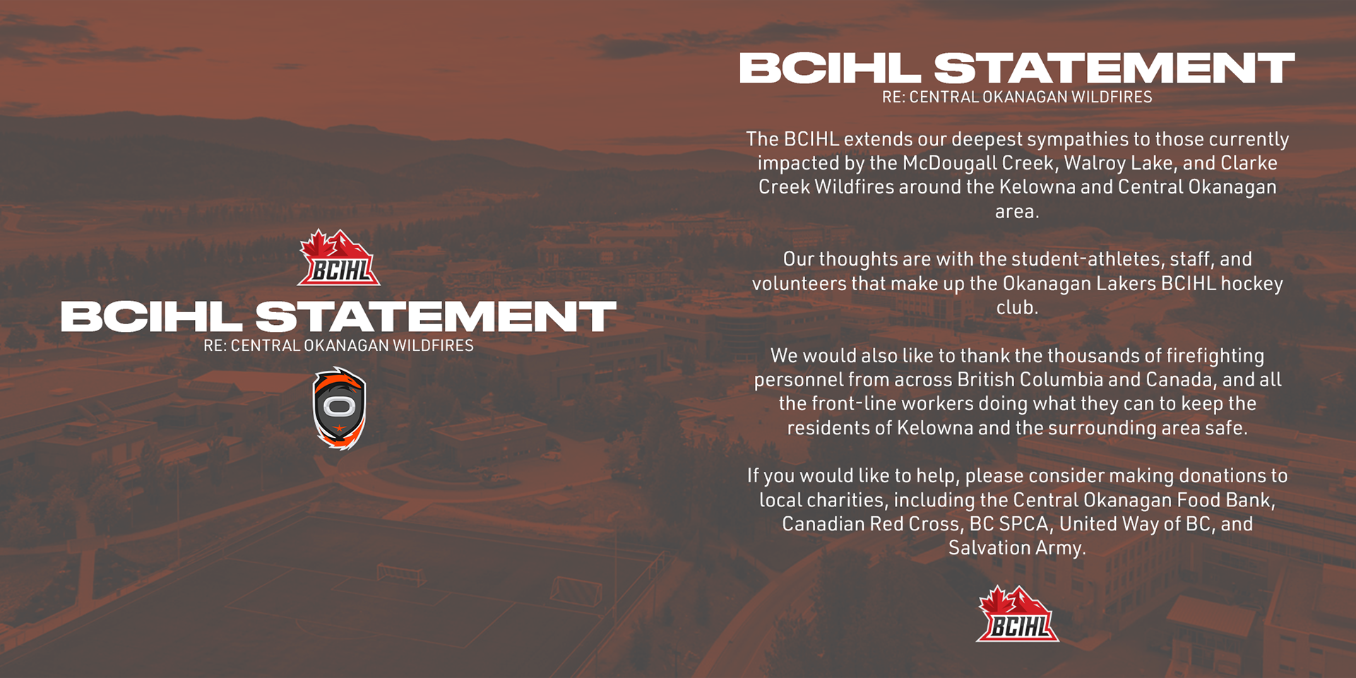 Kelowna Wildfires Statement + Instagram Carousel