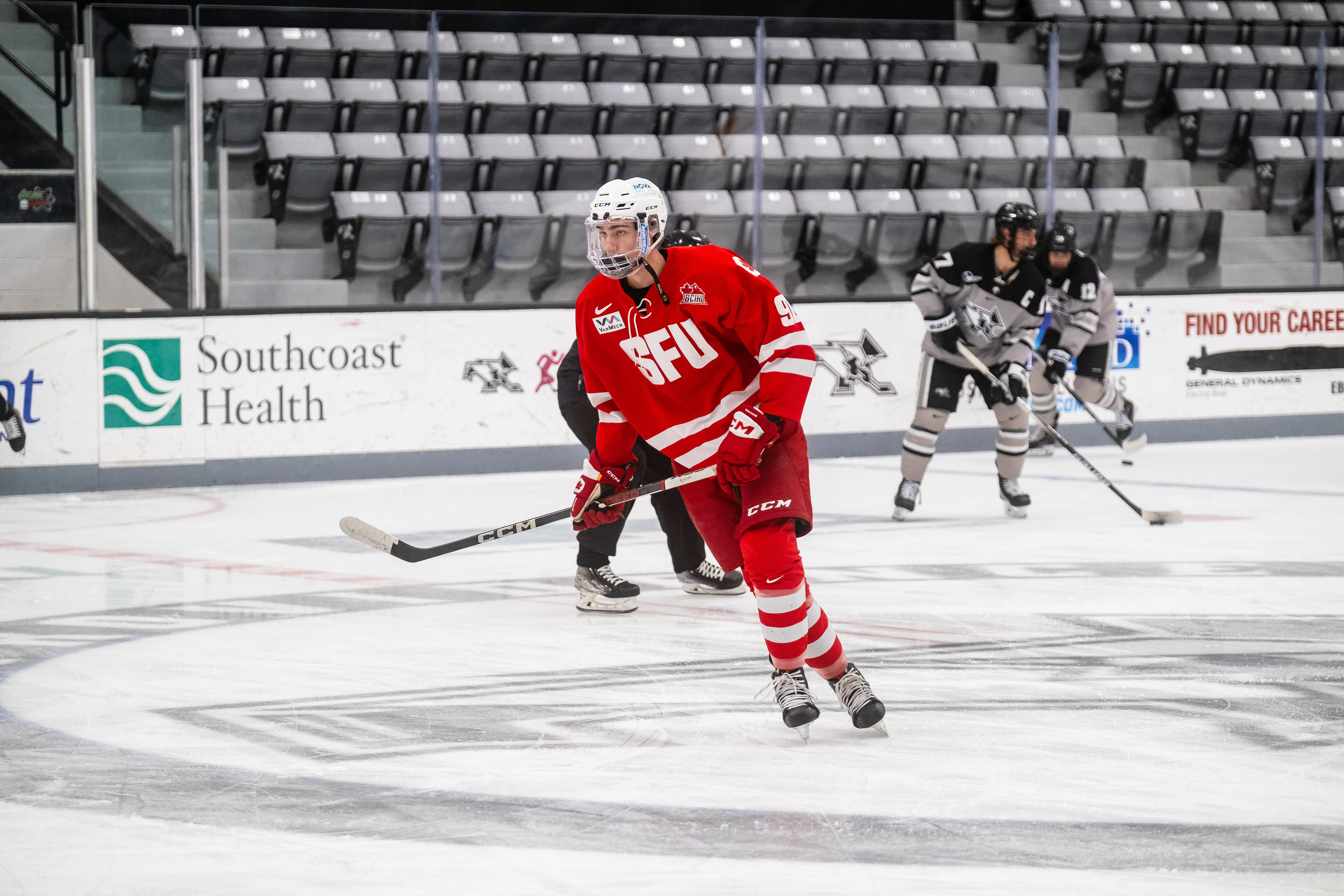 SFU at Providence 01.07.24 | Forward Garrett Hilton during warm-ups.