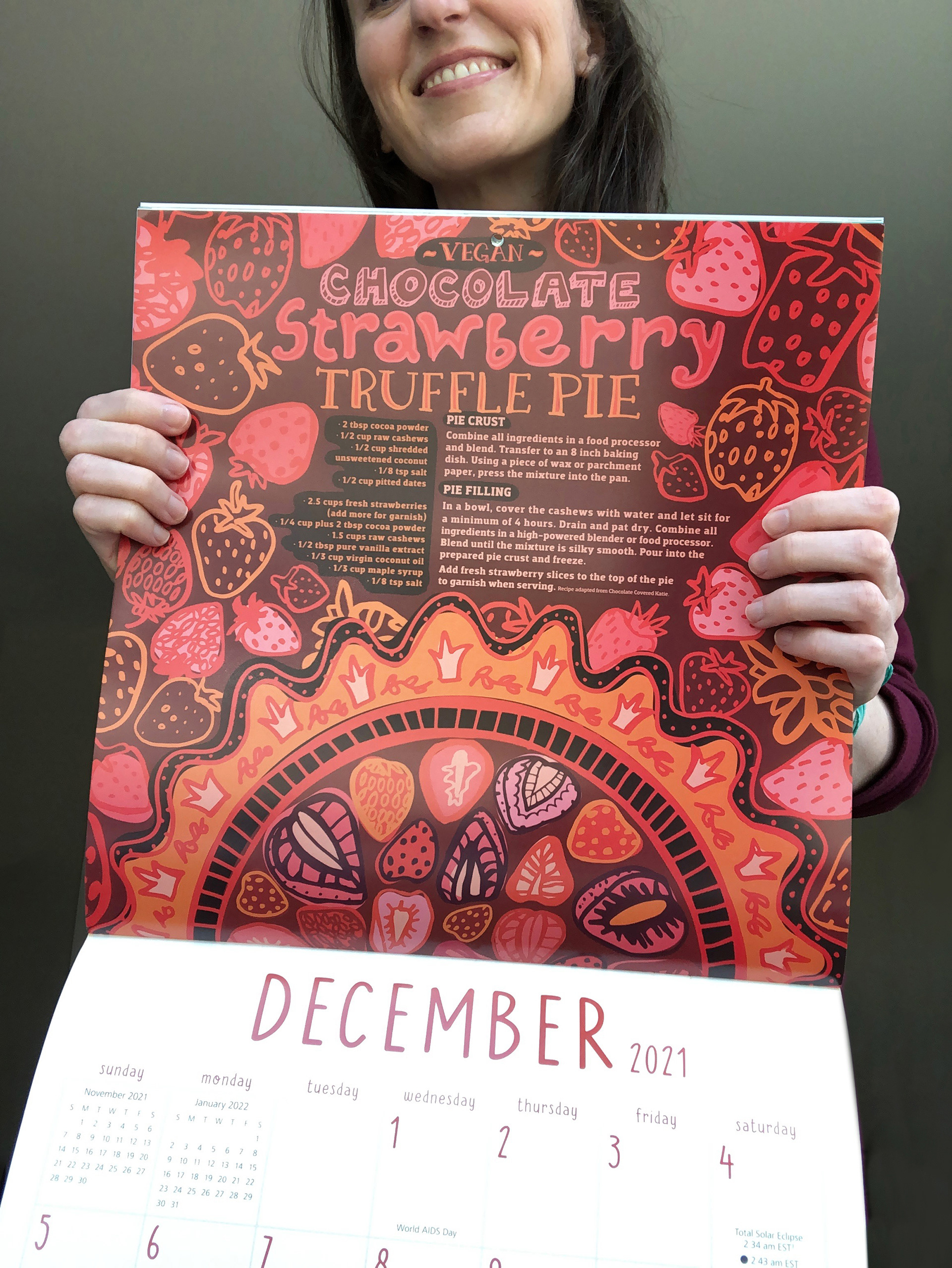 They Draw and Cook Calendar - Strawberry Truffle Pie Illustration