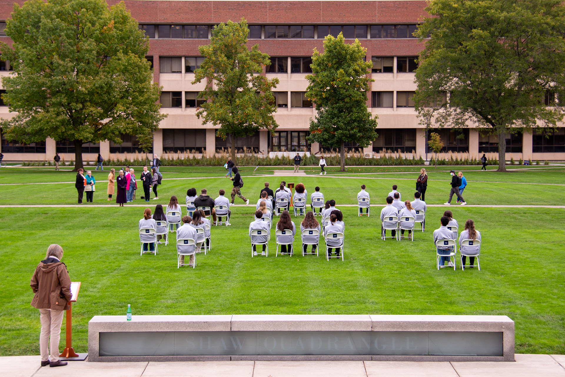The Syracuse University Remebrance Scholars pay respects to the Syracuse students who died from the bombing of Pan Am Flight 103 during Remembrance Week.