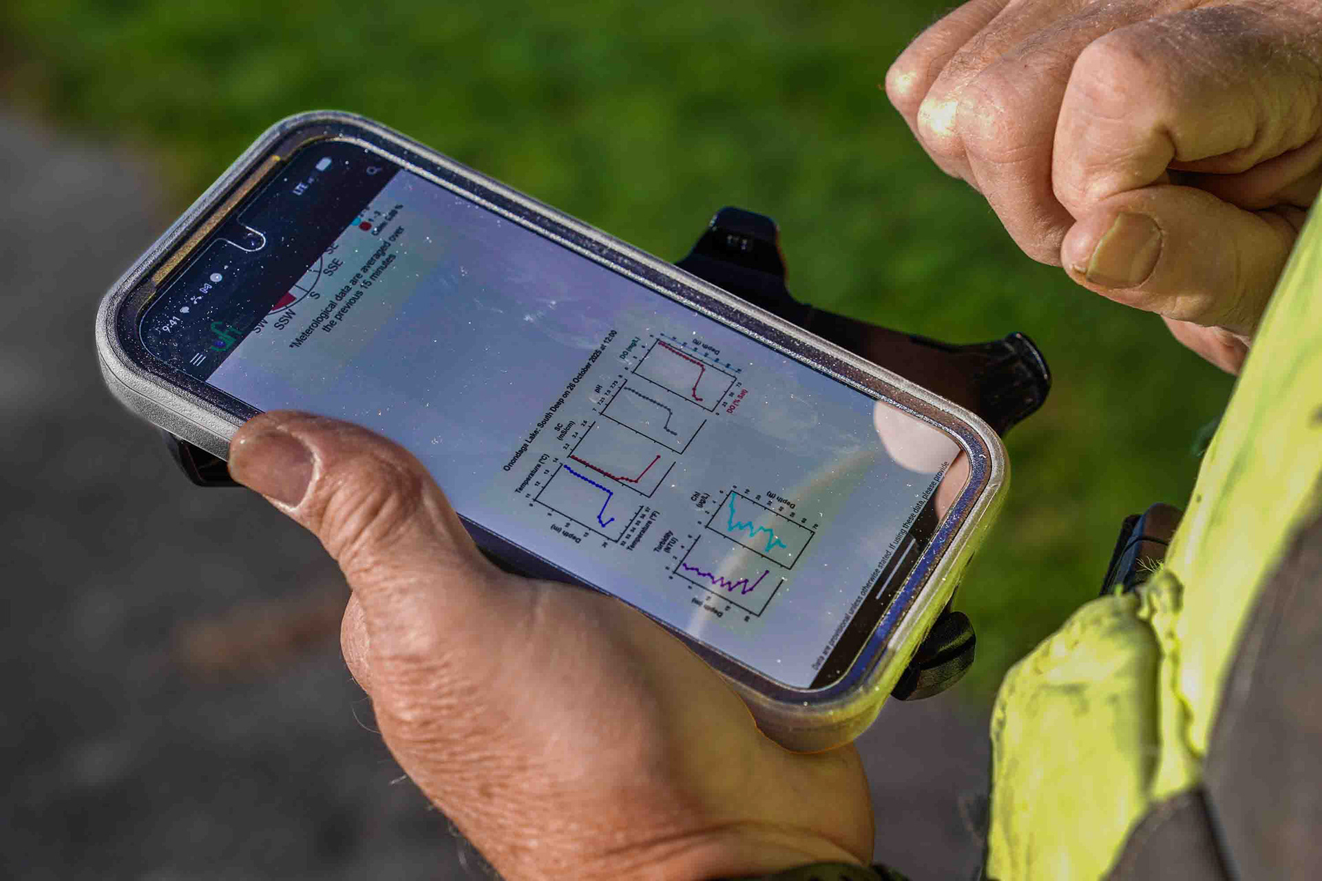 Bruce Wagner looks at the turnover of Onondaga Lake on Monday, October 27. Turnover of a lake is when a lake redistributes  oxygen and cleans itself of pollutants. Onondaga Lake is special in that it turns over at a much faster rate, allowing pollutants to leave  the nutrient system quicker.