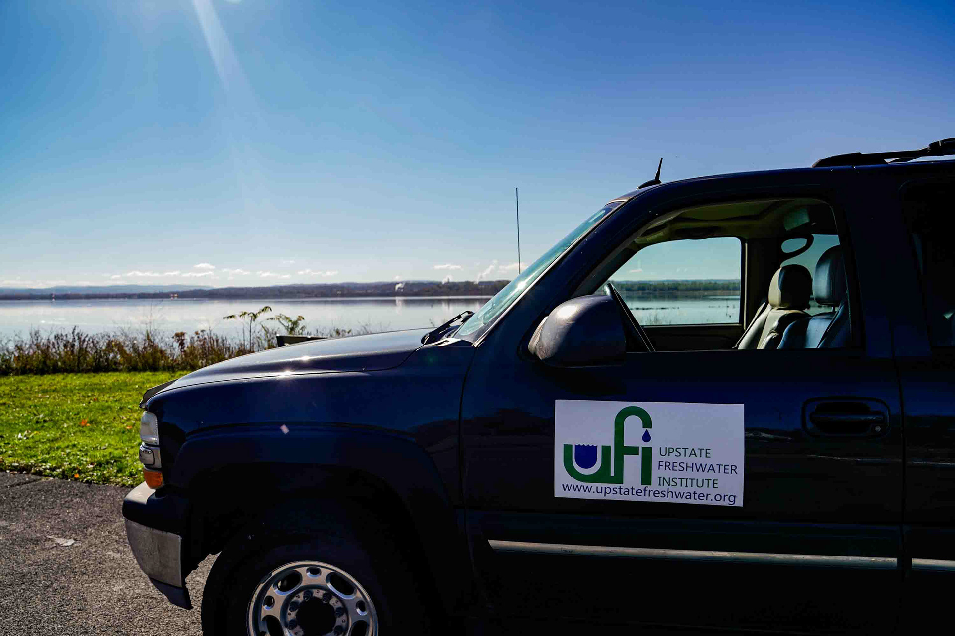 The Upstate Freshwater Institute truck arrives at Onondaga Lake on Monday, October 27. UFI is responsible for monitoring the water  quality of the lake. Taking measurements weekly in the spring, summer, and fall seasons keeps public record of the lake up to date.