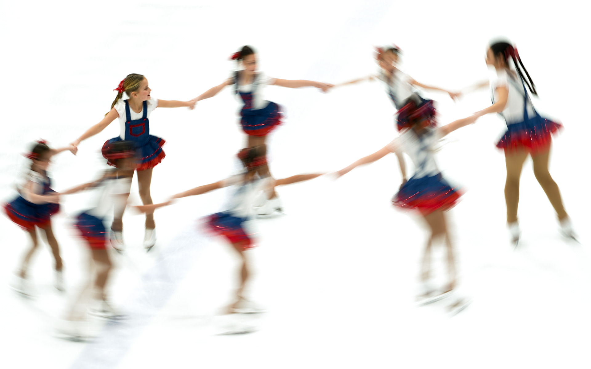 Athletes compete in synchronized skating on Sunday during the Empire State Winter Games in Lake Placid, New York. 