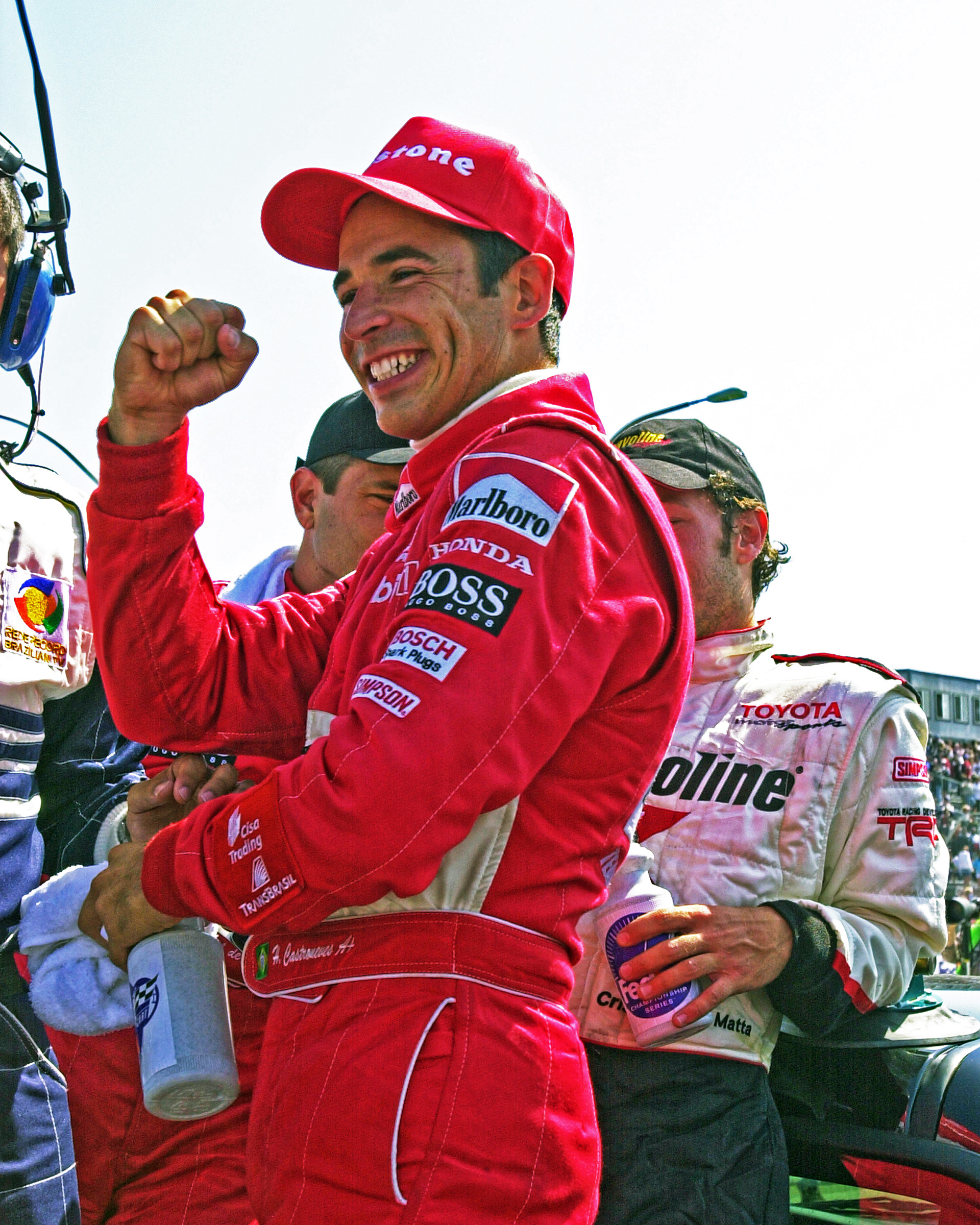 Helio Castroneves celebrates his win at The Long Beach GP  © IAN DONALD
