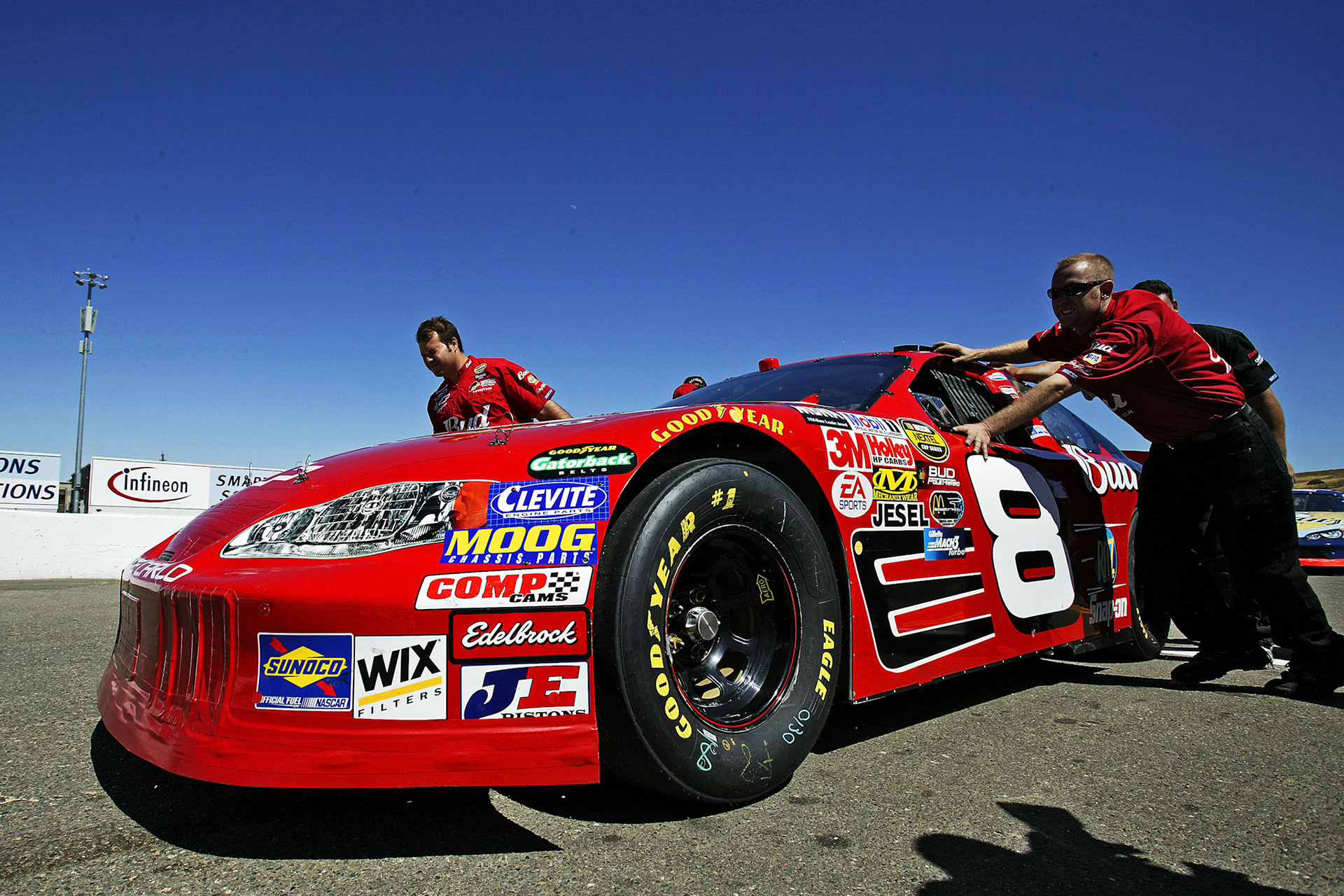 The Dale Earnhardt #8 gets brought out for a Qualifying run.  ©  IAN DONALD