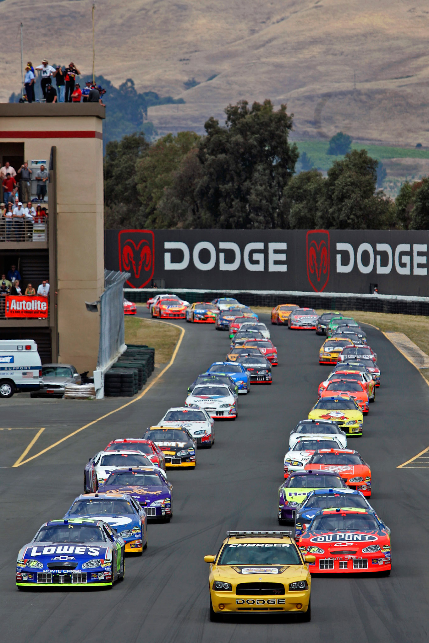 The NASCAR Dodge Pace Car leads the field.  ©  IAN DONALD