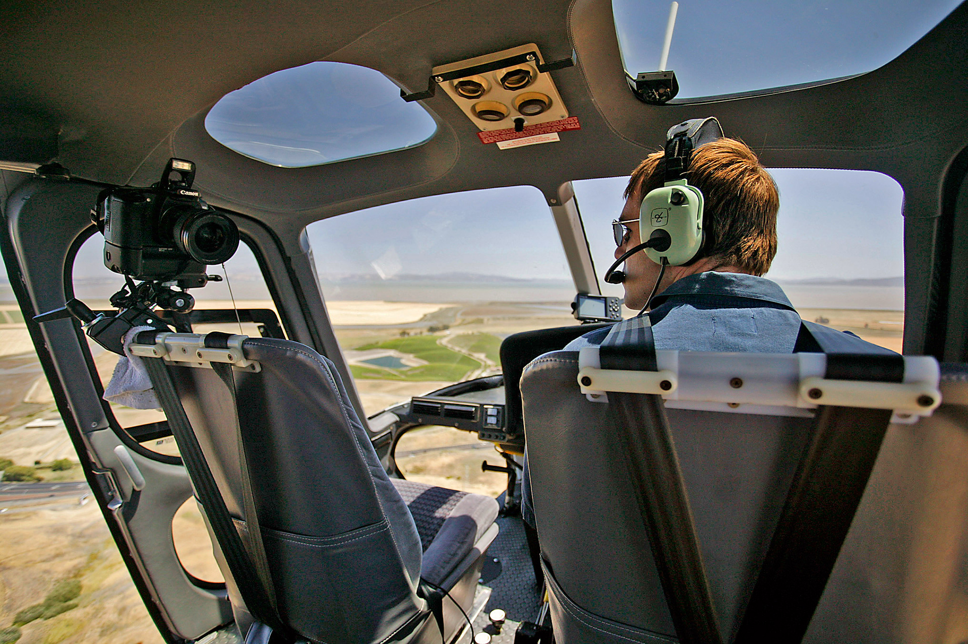 In the Red Bull Helicopter to shoot the start  of a NASCAR race from the air...  ©IAN DONALD