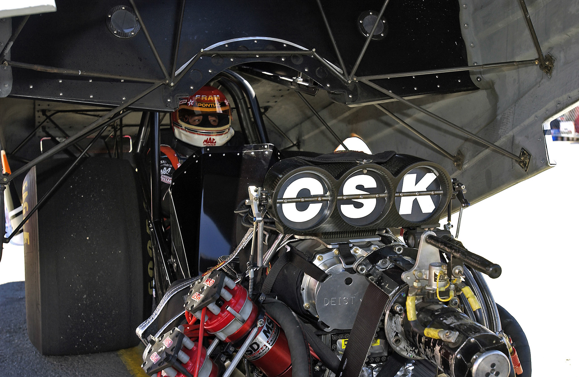 If you suffer from Claustrophobia, are disturbed by loud noises or the occasional explosion - driving an NHRA Funny Car may not be for you...  ©  IAN DONALD