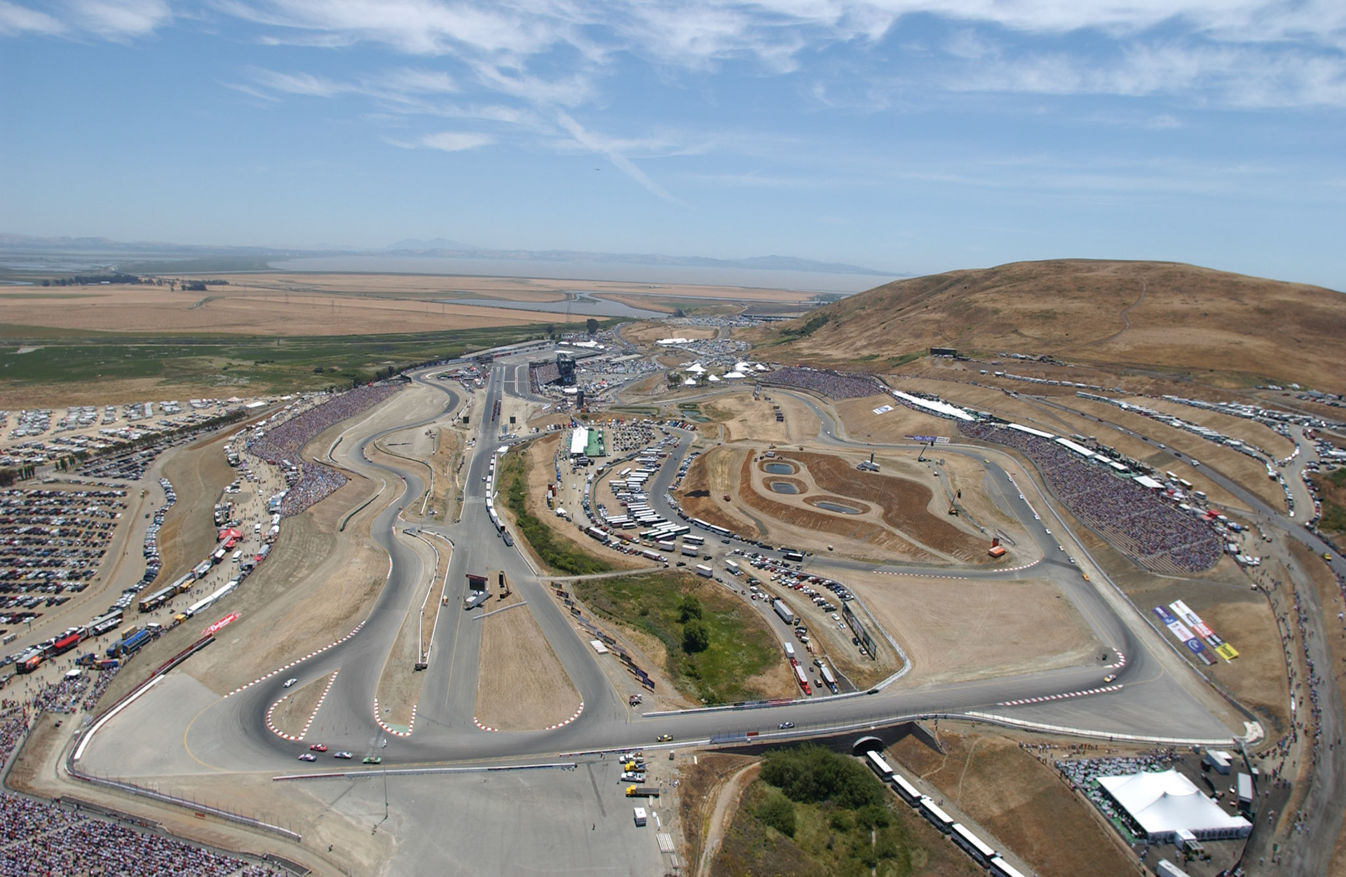 View of the NASCAR "Chute" at Sears Point from a helicopter.  ©  IAN DONALD