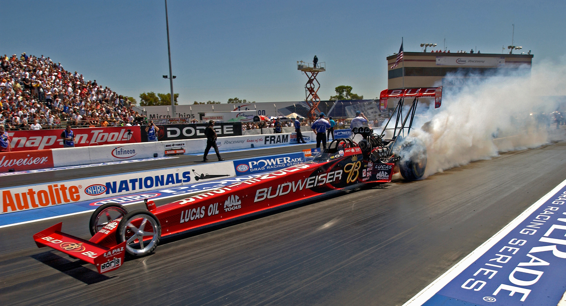 A long Budweiser Top Fuel Burnout - Kenny Bernstein  ©  IAN DONALD