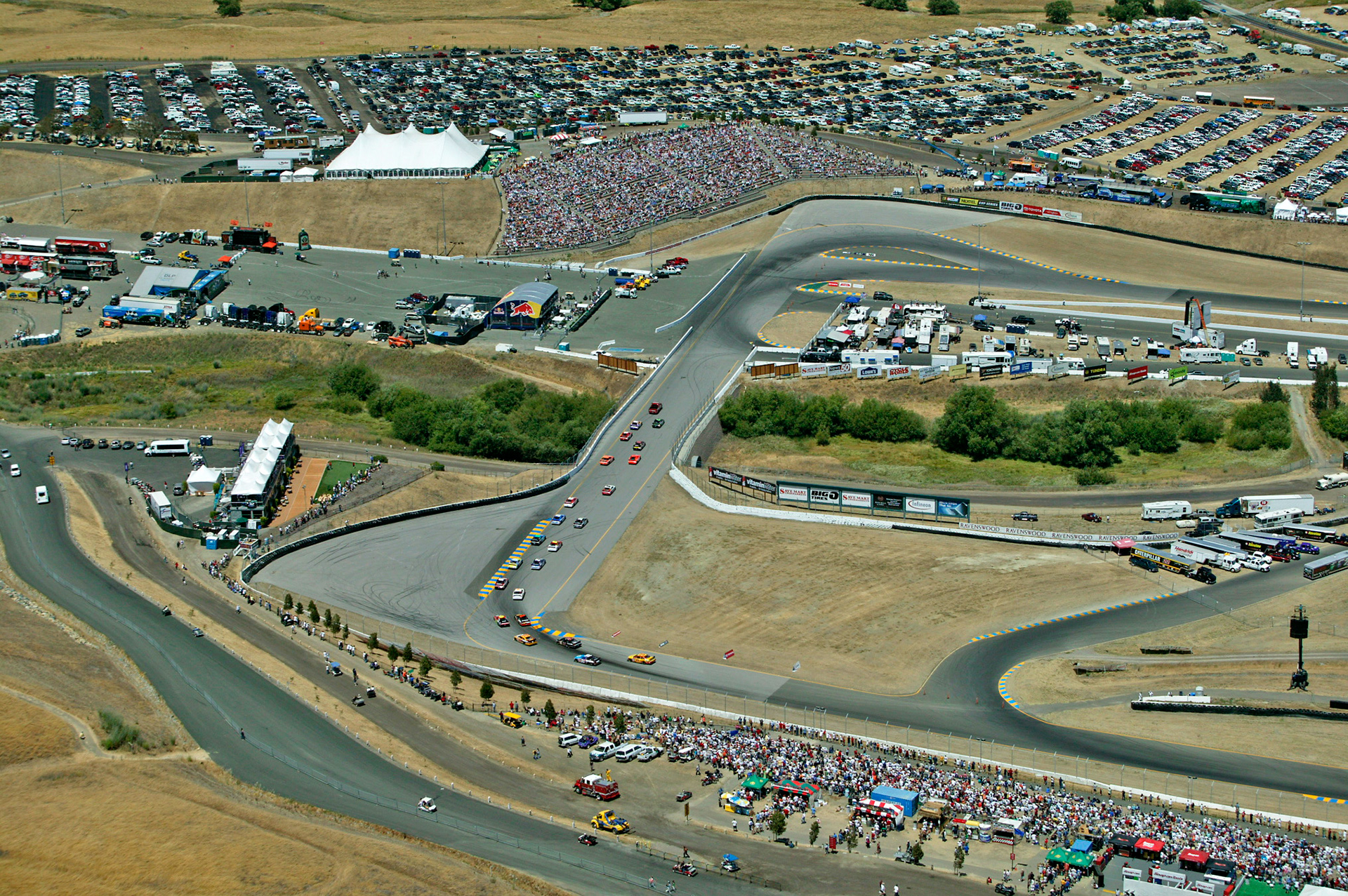 Aerial view of "The Chute" during a NASCAR race at Sonoma... ©  IAN DONALD