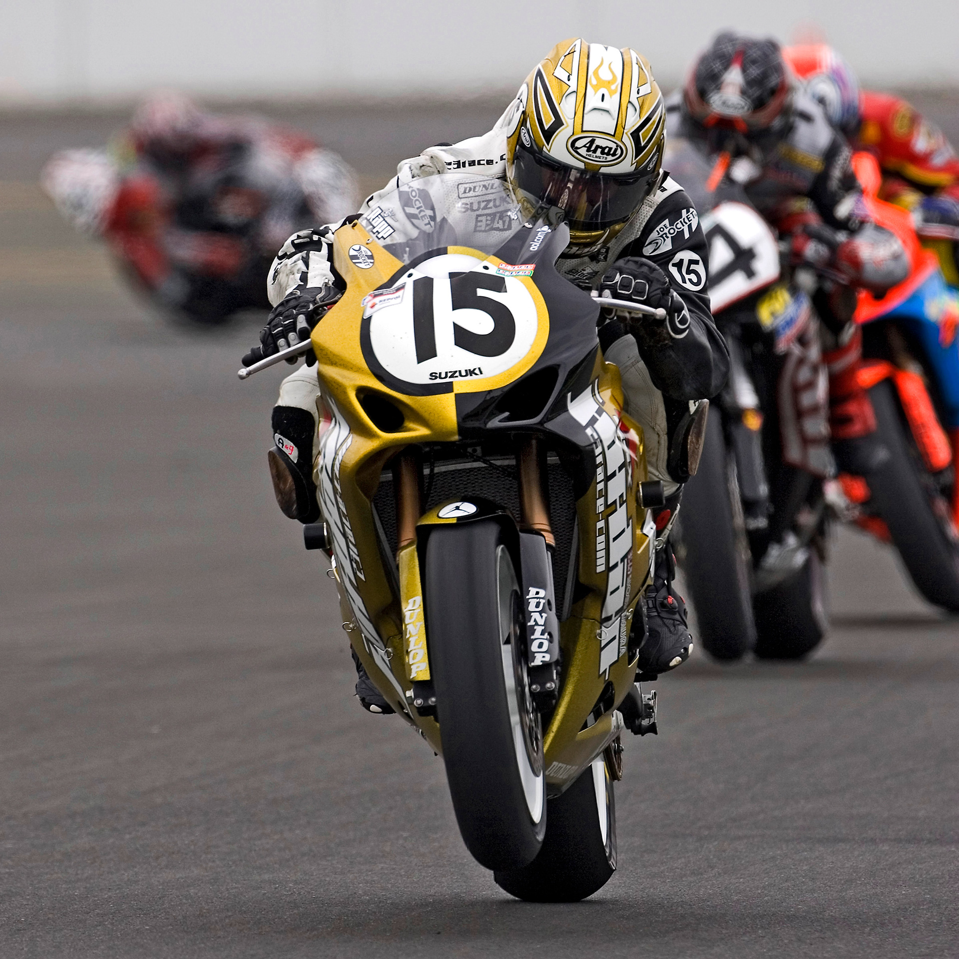 For a number of years, NBA legend - Michael Jordan - ran his own AMA Superbike Team. They always had distinctive color schemes. © IAN DONALD