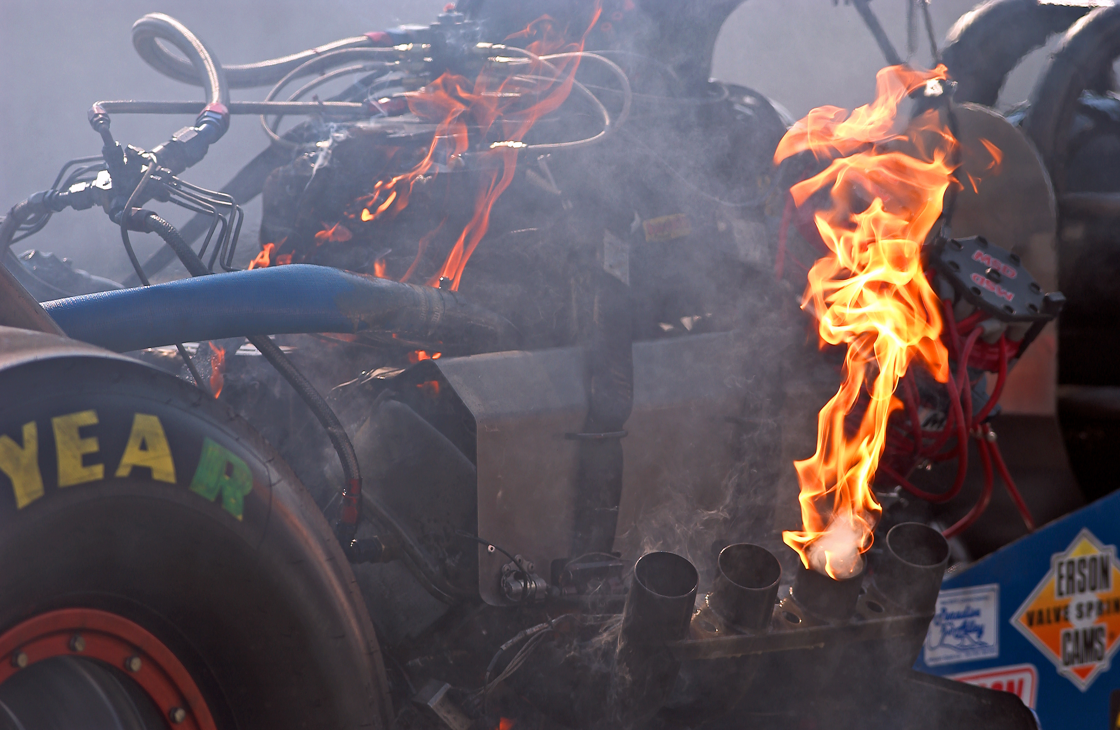 A NHRA Top Fuel Dragster on Nitromethane Fuel with 10,000 bhp can go from 0 to 300mph and back to this in less than 4 seconds...  ©  IAN DONALD