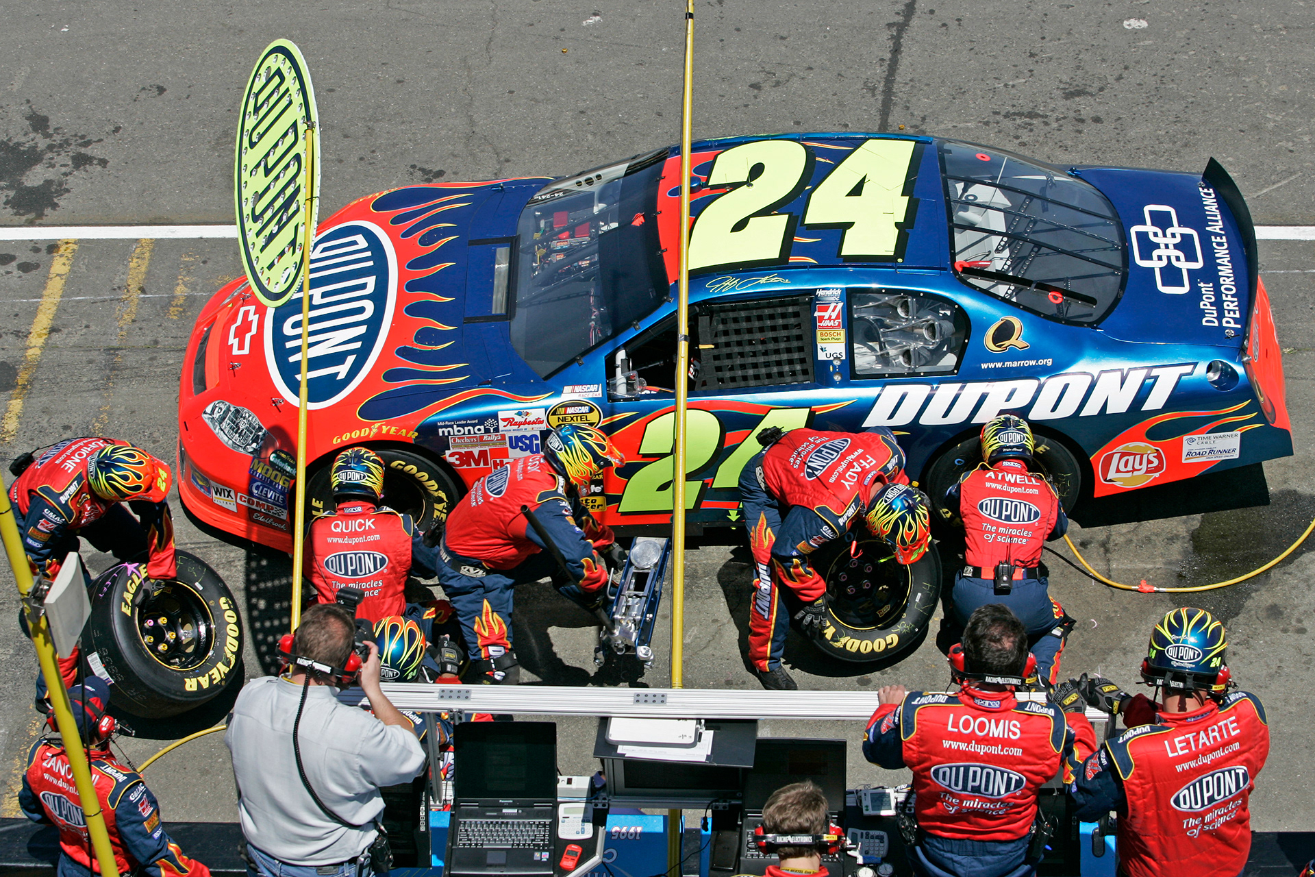 View from above - Jeff Gordon Pit Stop.  ©  IAN DONALD